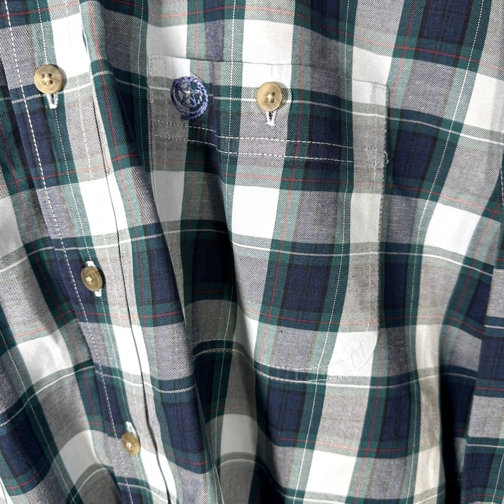Wrangler Wrangler George Strait Cowboy Cut Button-Down Shirt Mens Large Green Plaid Casual Workwear 100% Cotton Chest Pocket Embroidered Logo Size US L / EU 52-54 / 3 - 2 Thumbnail