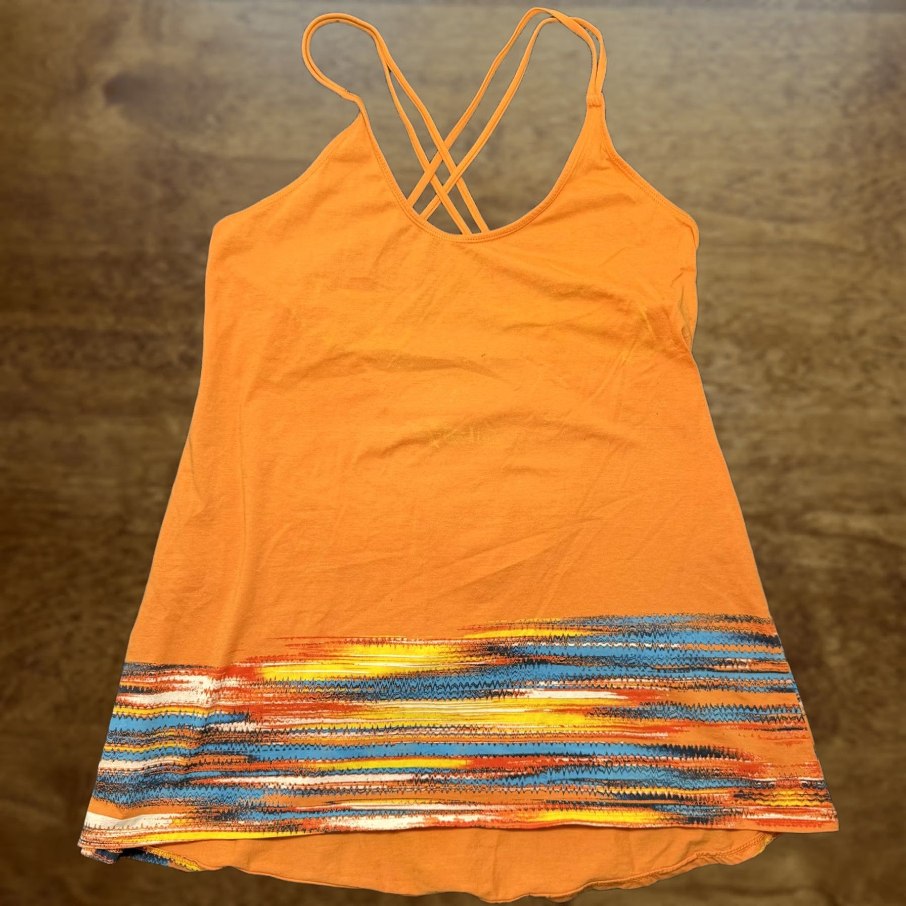 Hurley Hurley Dress Womens Medium Orange Strappy Tank Scoop Neck Stripe Short Beach Size 32" / US 10 / IT 46 - 1 Thumbnail