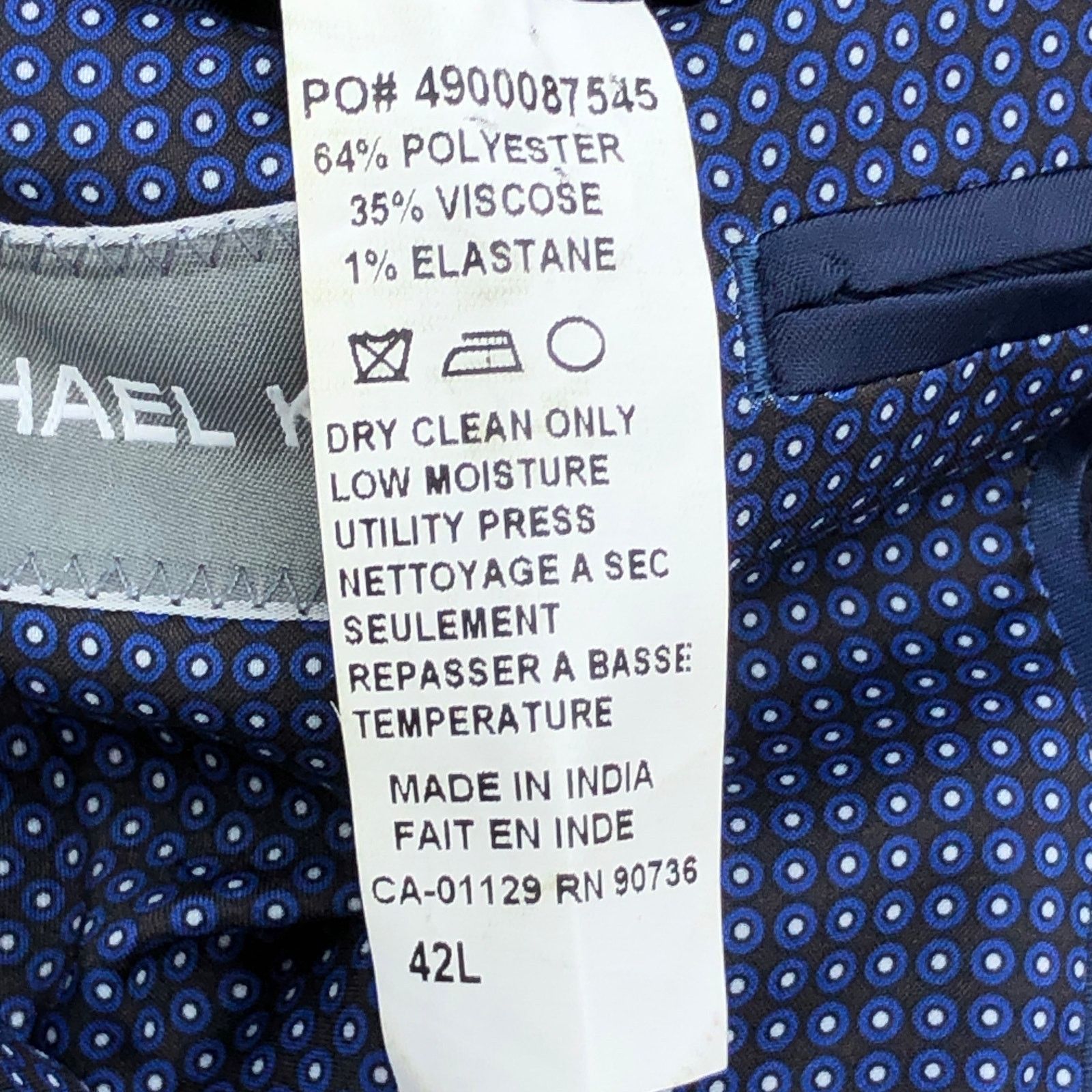 Michael Kors Michael Kors 42L Blazer Jacket Sport Coat Navy Metal Buttons Size 42L - 17 Thumbnail