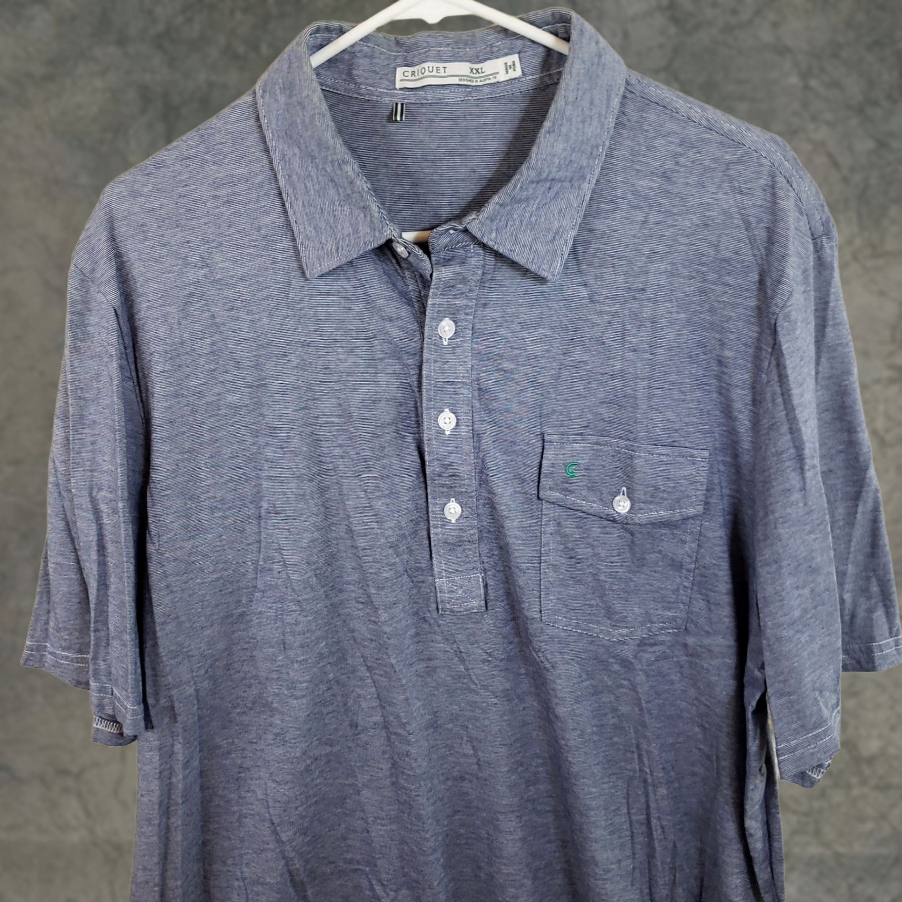 Vintage Criquet Polo Shirt Men 2XL Navy Blue White Stripe Cotton Pocket Golf Texas Preppy Logo Short Sleeve Size US XXL / EU 58 / 5 - 1 Thumbnail