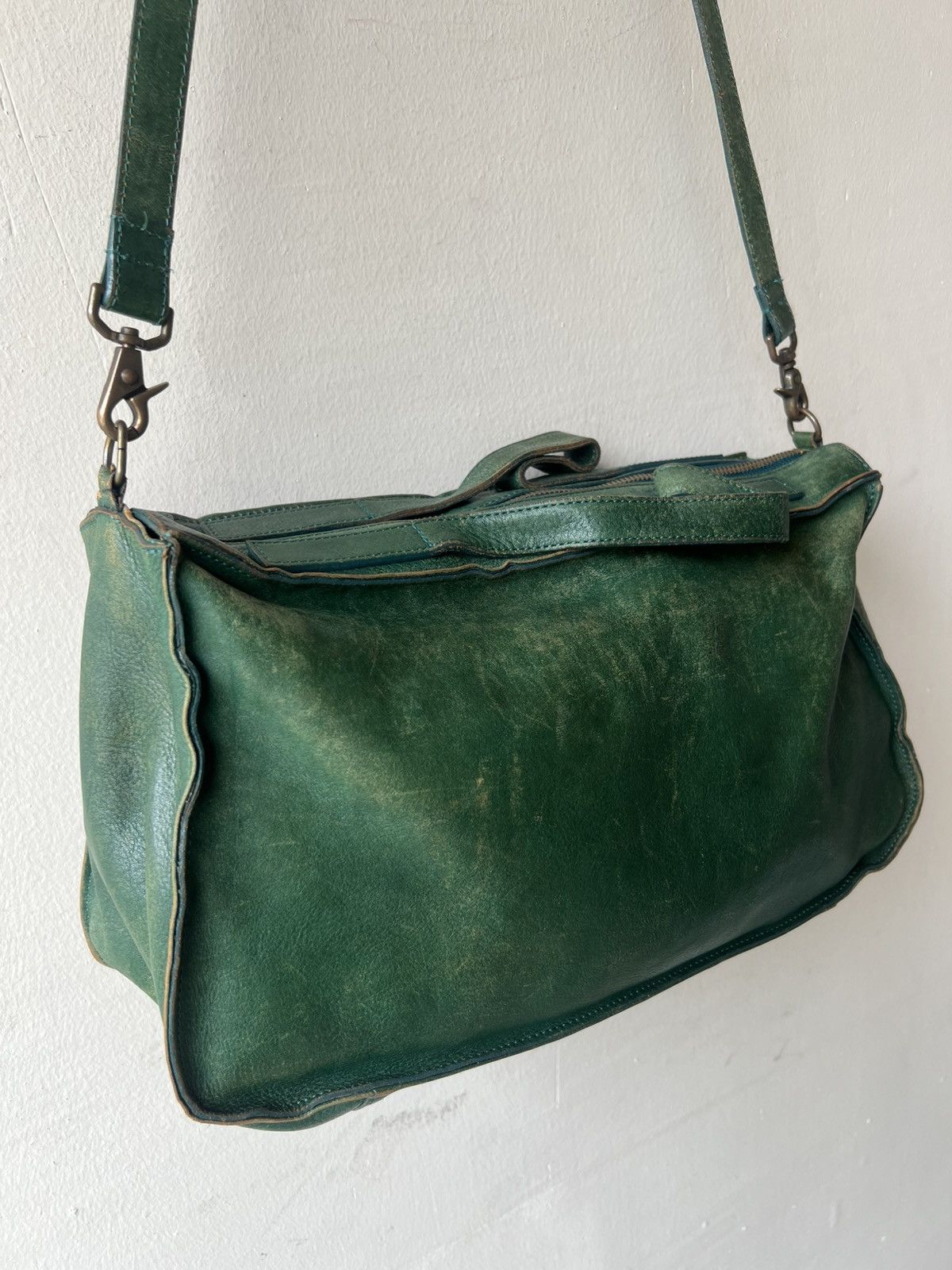 Leather Vintage B. Stuff Japan Faded Patina All Leather 2 Way Bag Size ONE SIZE - 18 Thumbnail