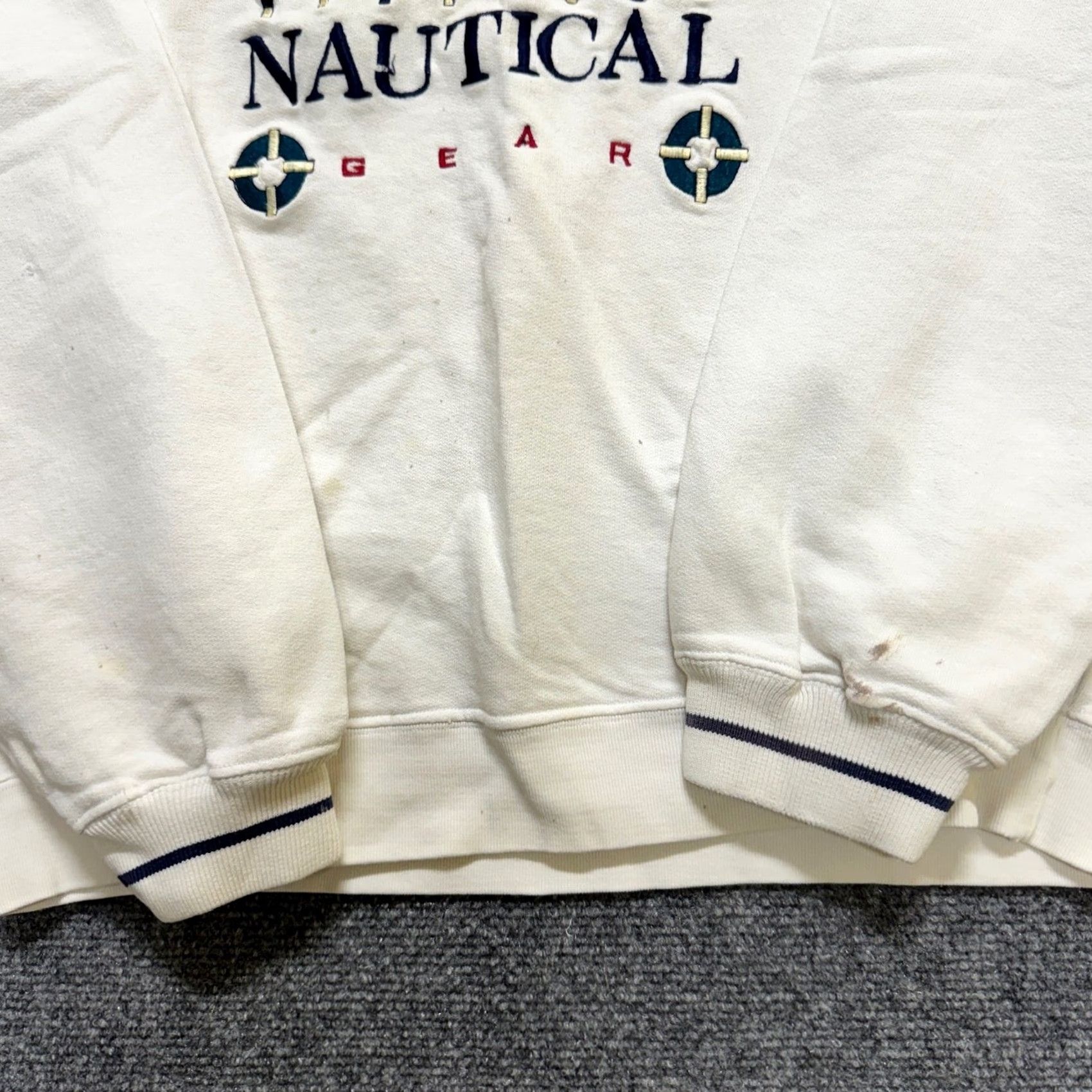 The Unbranded Brand VINTAGE Sweatshirt Men L White 100% Cotton Point West Nautical Gear Stained Size US L / EU 52-54 / 3 - 7 Thumbnail