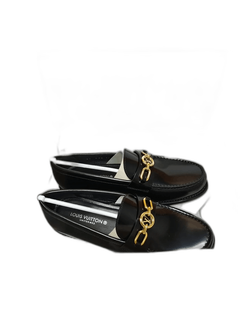 Louis Vuitton Louis Vuitton Black Leather Slip-On Loafers-2507 Size US 7 / IT 37 - 1 Thumbnail