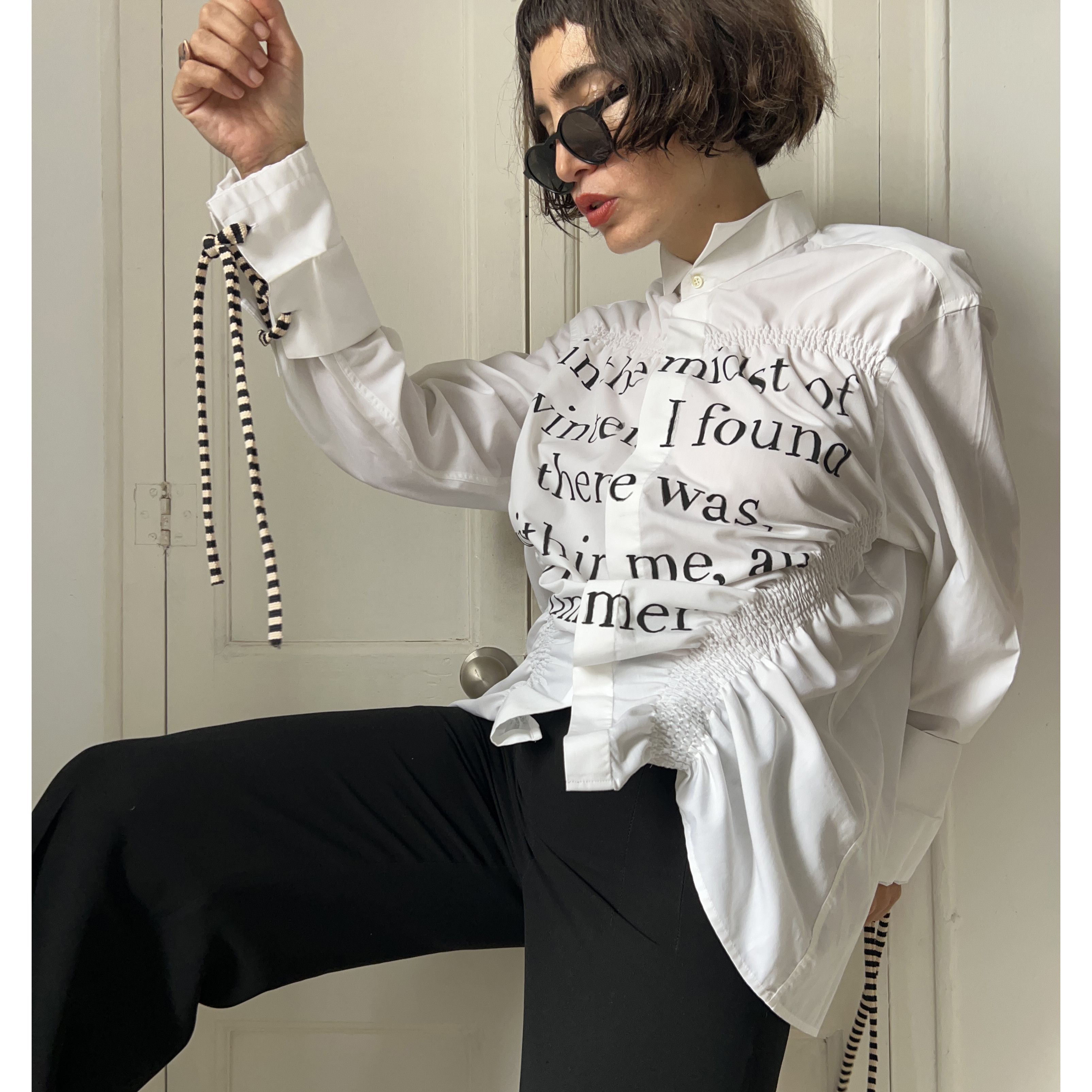 Custommade Upcycled White Albert Camus Quote Shirt Size M / US 6-8 / IT 42-44 - 8 Thumbnail
