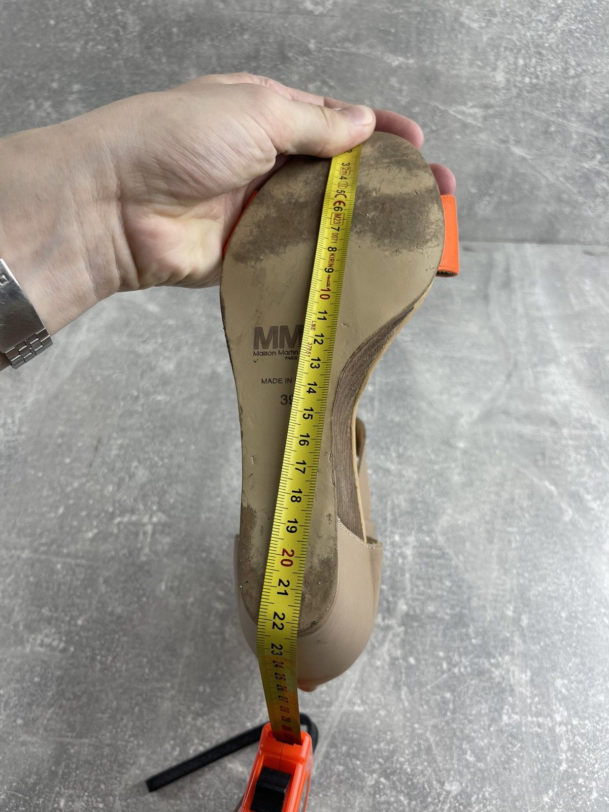 MM6 MM6 Maison Margiela Tan Beige Orange Leather Wedge Sandals Size US 9 / IT 39 - 10 Thumbnail