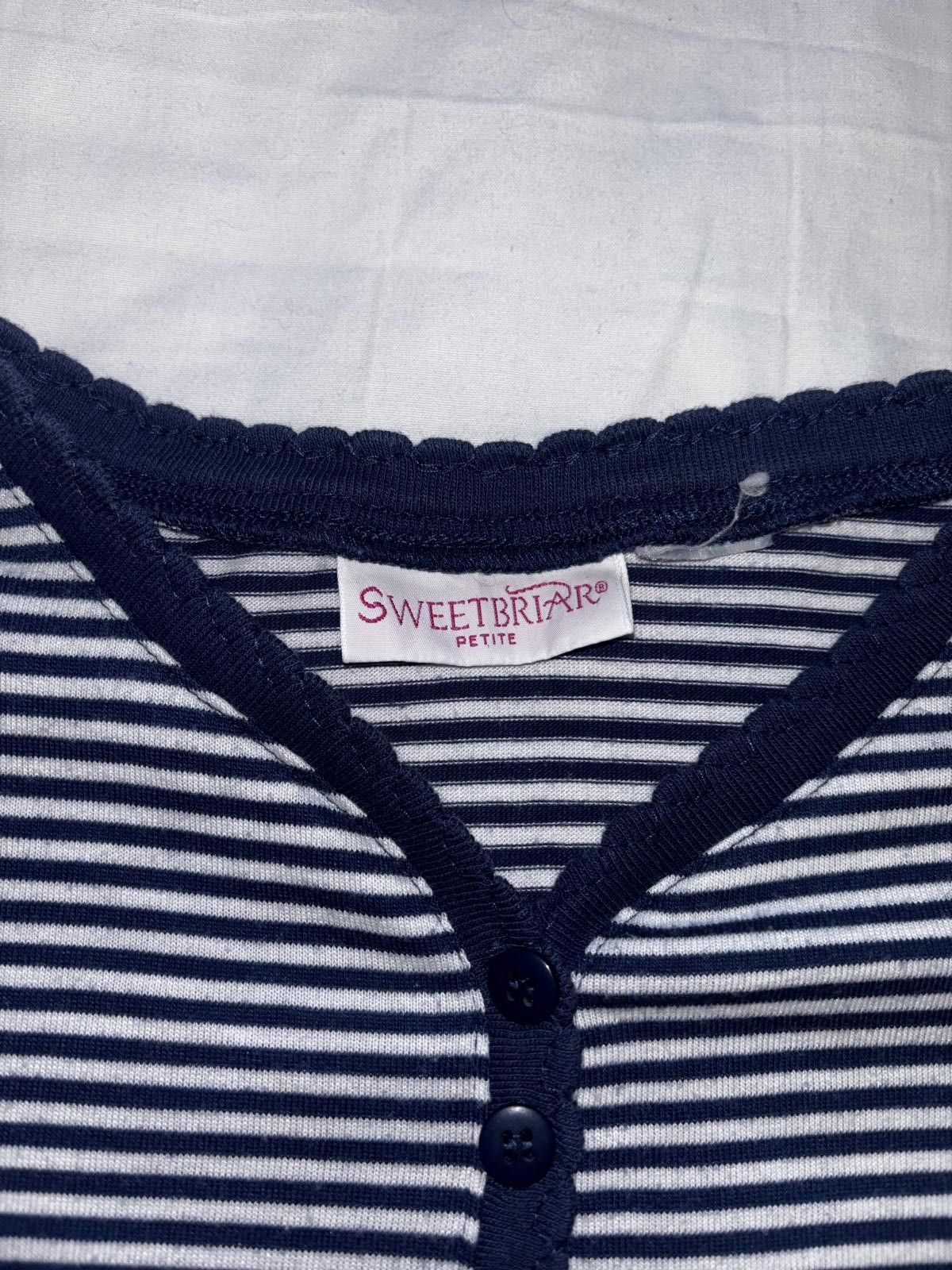 Designer Vintage Sweetbriar Petite Striped Tee - Navy and White Size M / US 6-8 / IT 42-44 - 3 Thumbnail