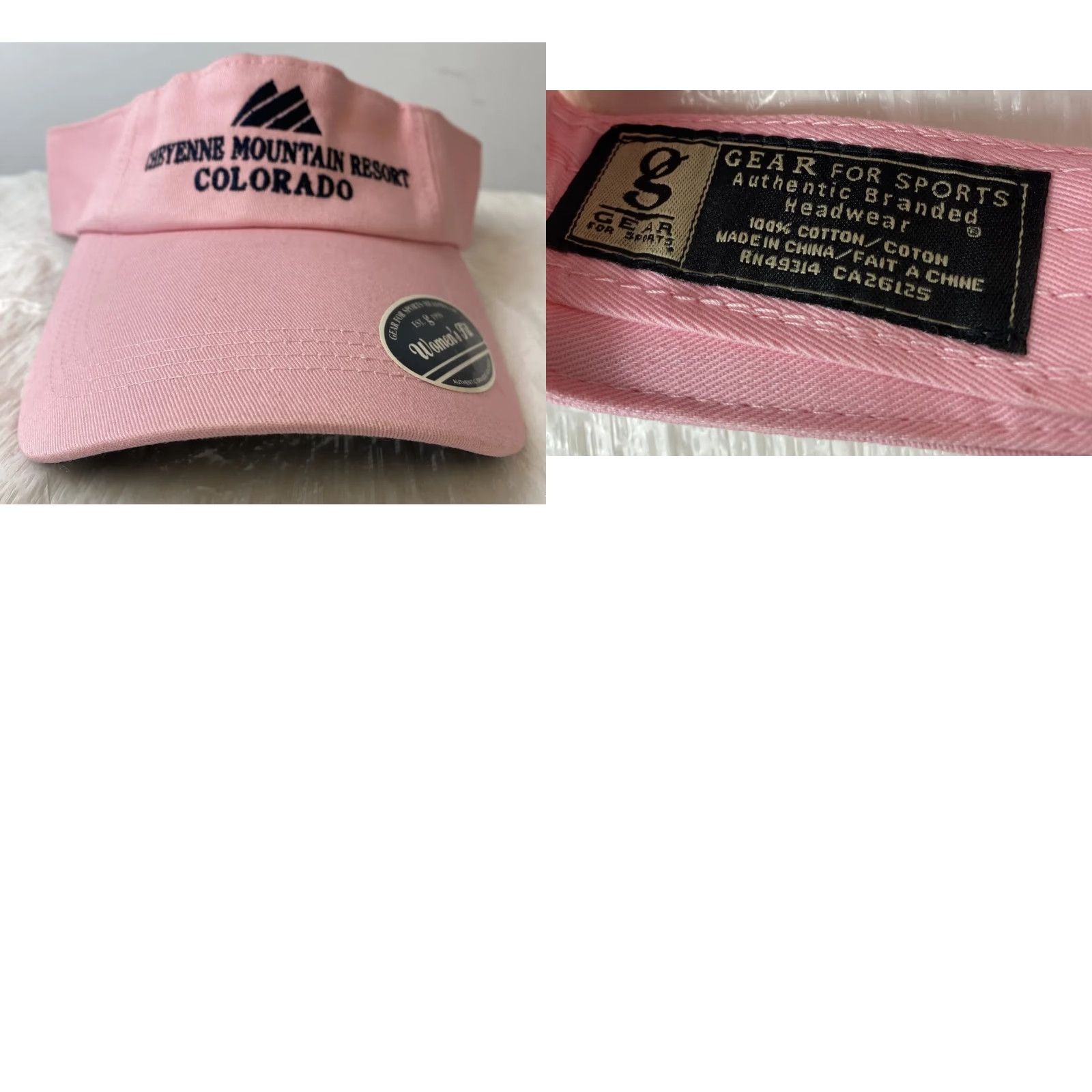 Vintage GEAR FOR SPORTS Sun Visor Hat Golf Tennis Beach Baseball Cap Adjustable Summer Women Pink Canvas Cotton Visor Casual Summer Women Size ONE SIZE - 8 Thumbnail