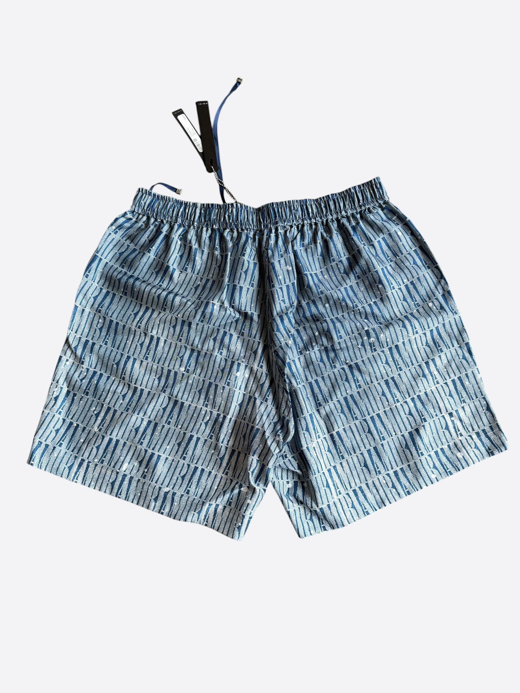 Amiri Amiri Blue & White Gradient Logo Shorts Size US 36 / EU 52 - 2 Thumbnail