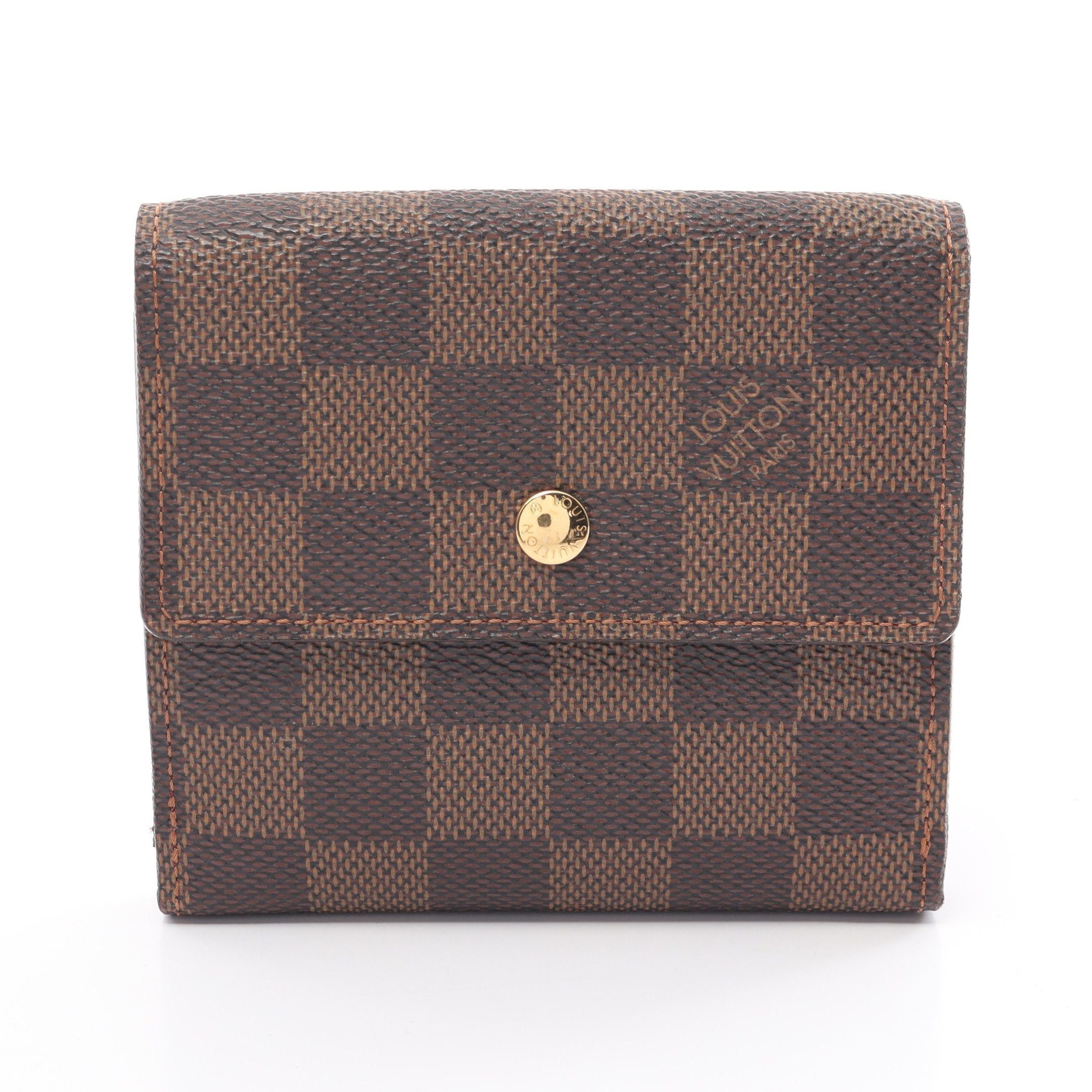 Louis Vuitton Louis Vuitton Porte-Monnaie Bie Carte Credit Damier Ebene Trifold Wallet Double Hook Leather Brown Size ONE SIZE - 1 Thumbnail
