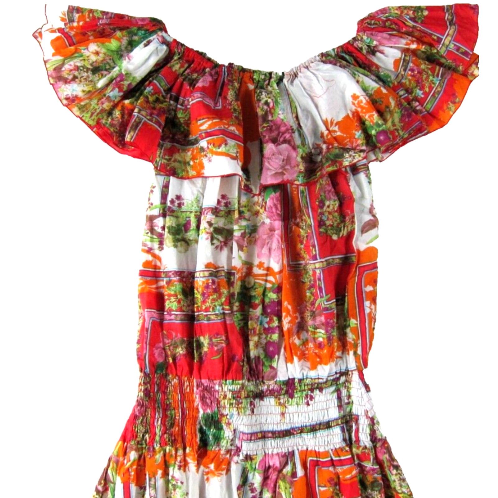 Vintage andAndrea Dress Off Shoulder Sun Floral 2XL-3XL Red Womens Maxi Dress 2XL-3XL Floral Off Shoulder Sun Dress 2XL-3XL Size XXL / US 16-18 / IT 52-54 - 4 Thumbnail