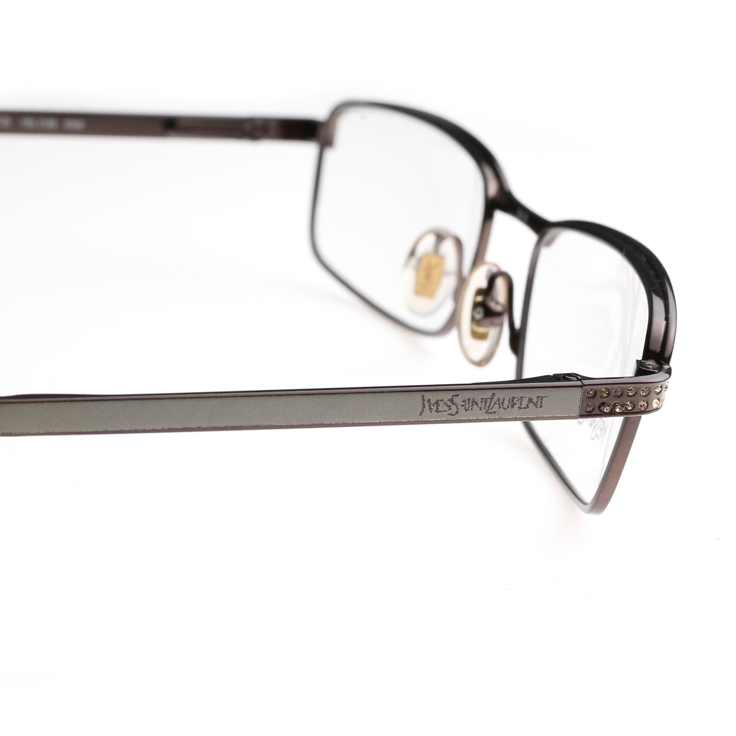 Vintage × Yves Saint Laurent Yves Saint Laurent '90s Brown Crystals Metal Glasses Size ONE SIZE - 1 Thumbnail