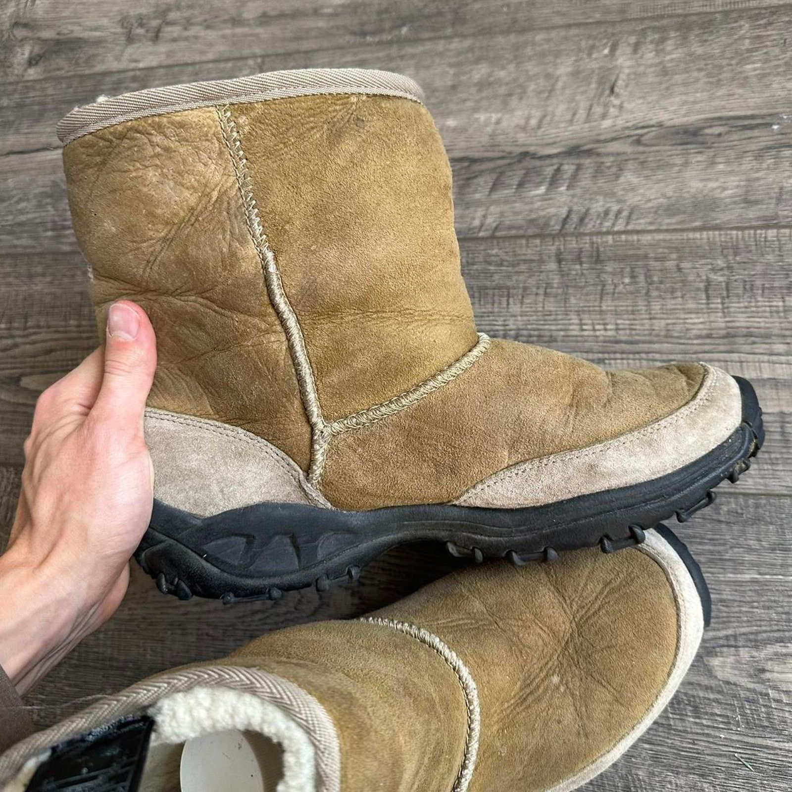 Merrell × Vintage Vintage Y2K Merrell Brown Suede Fur Lined Moc Winter Boots Size US 9.5 / EU 42-43 - 5 Thumbnail