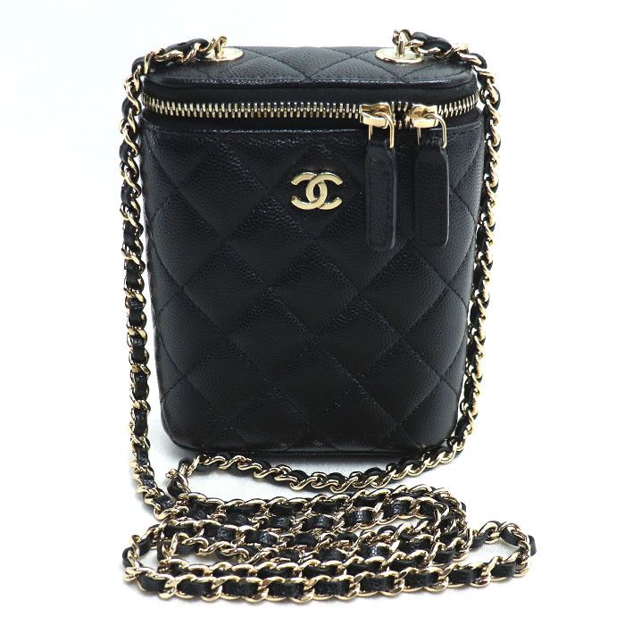 Chanel Chanel Mini Vanity Caviar Shoulder Bag Leather Vanity Bag Ap1466 in Black, Women's