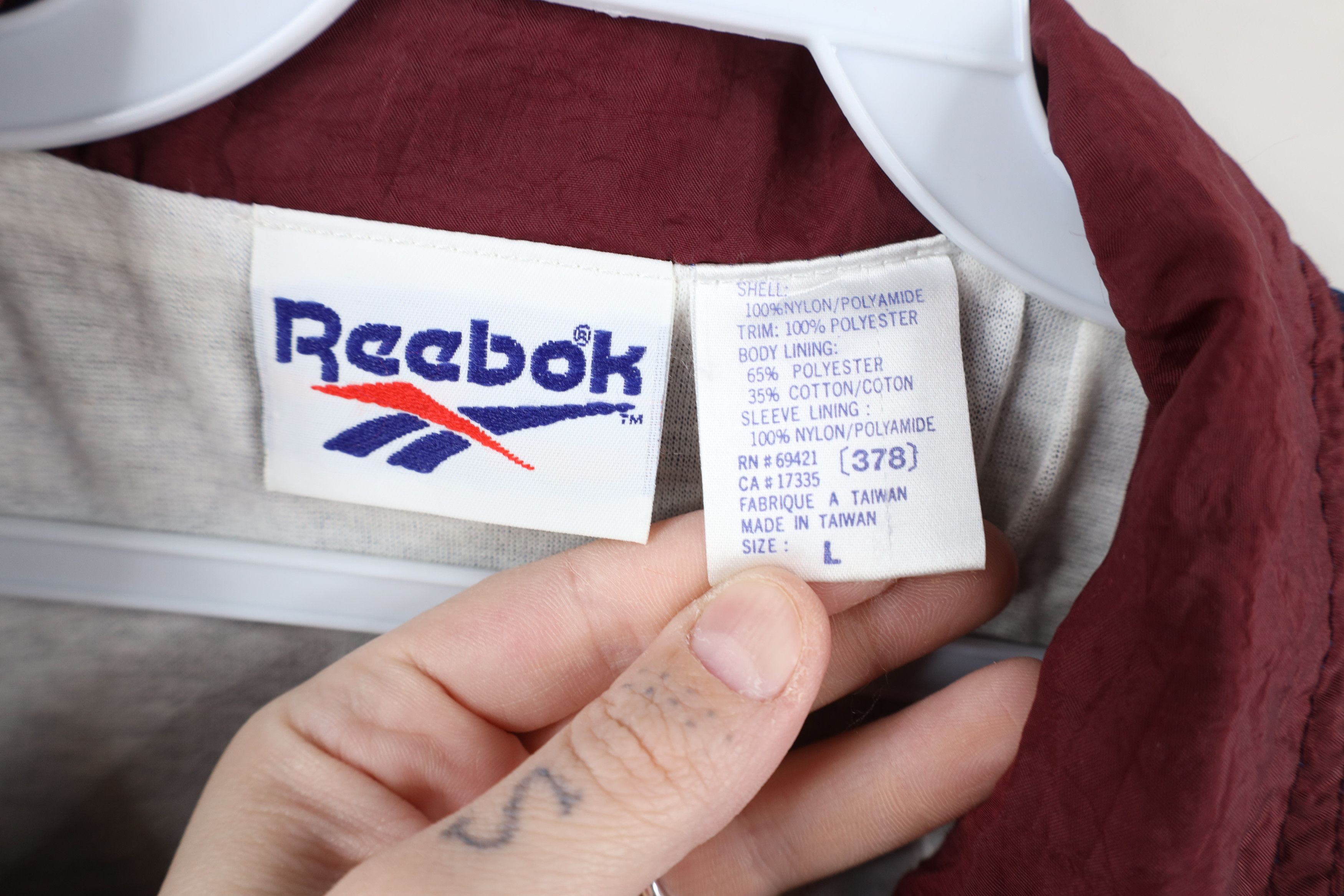 Reebok × Vintage Vintage 90s Reebok Big Logo Lined Windbreaker Jacket Coat Size US L / EU 52-54 / 3 - 9 Thumbnail