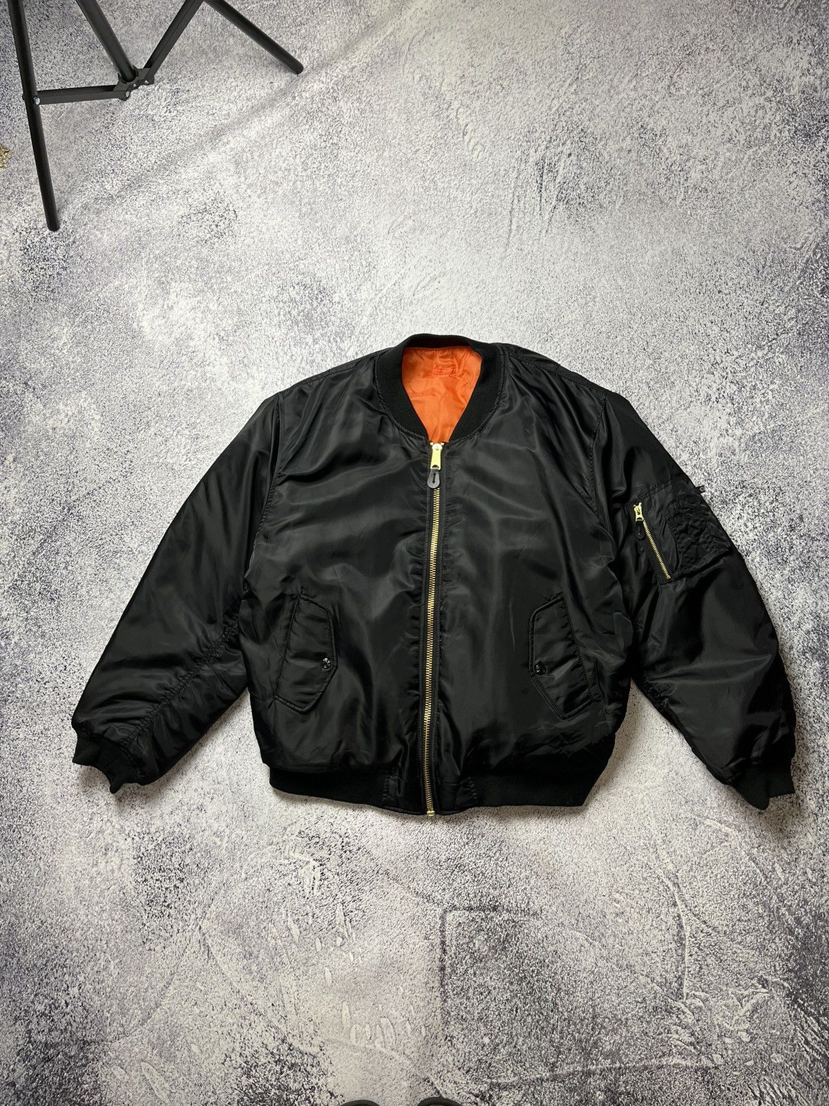 image of Black Reversible Bomber Jacket Ma1, Men's (Size XL)