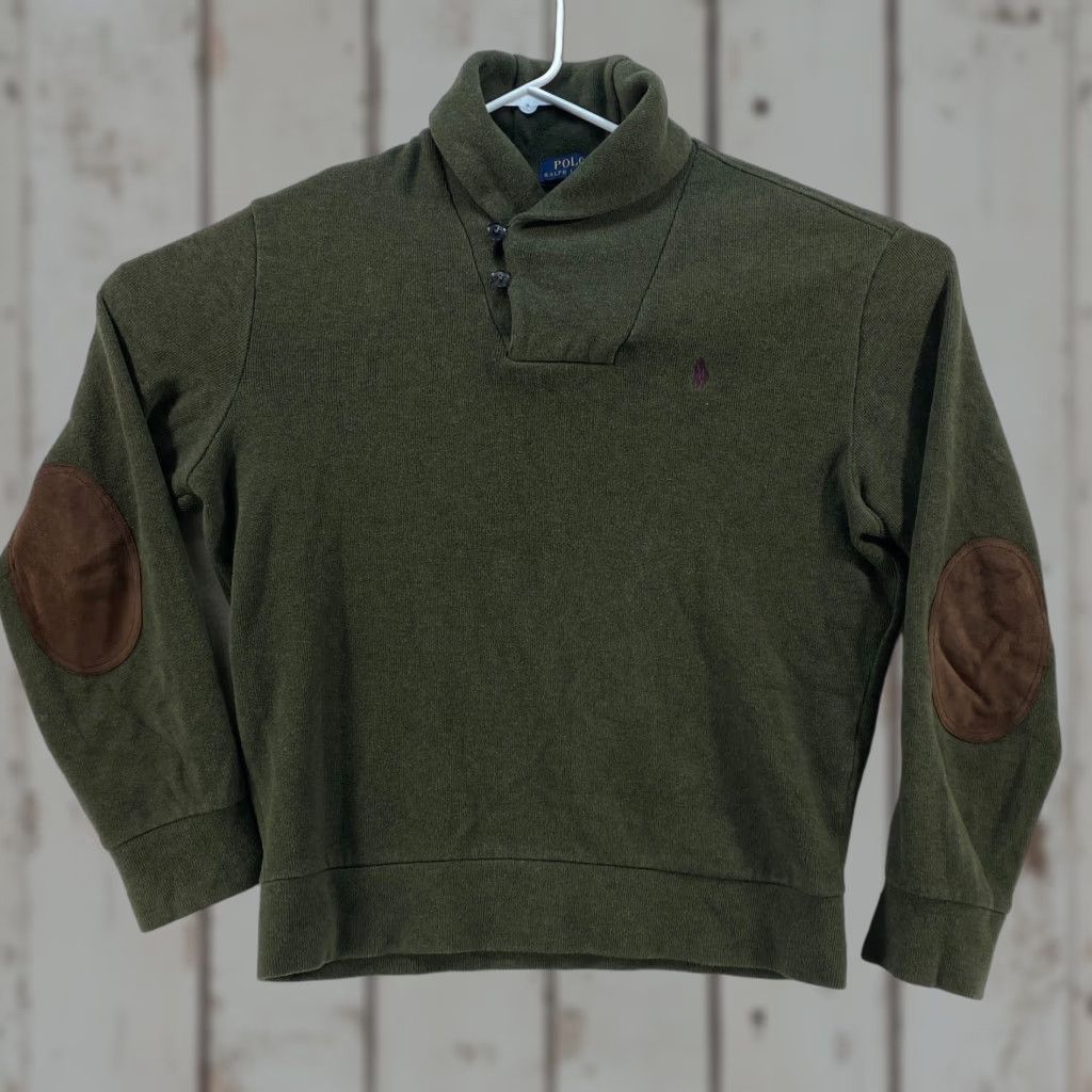 Polo Ralph Lauren VINTAGE Polo Ralph Lauren Green Mens M Sweater Shawl Collar Elbow Patches Size US M / EU 48-50 / 2 - 1 Thumbnail