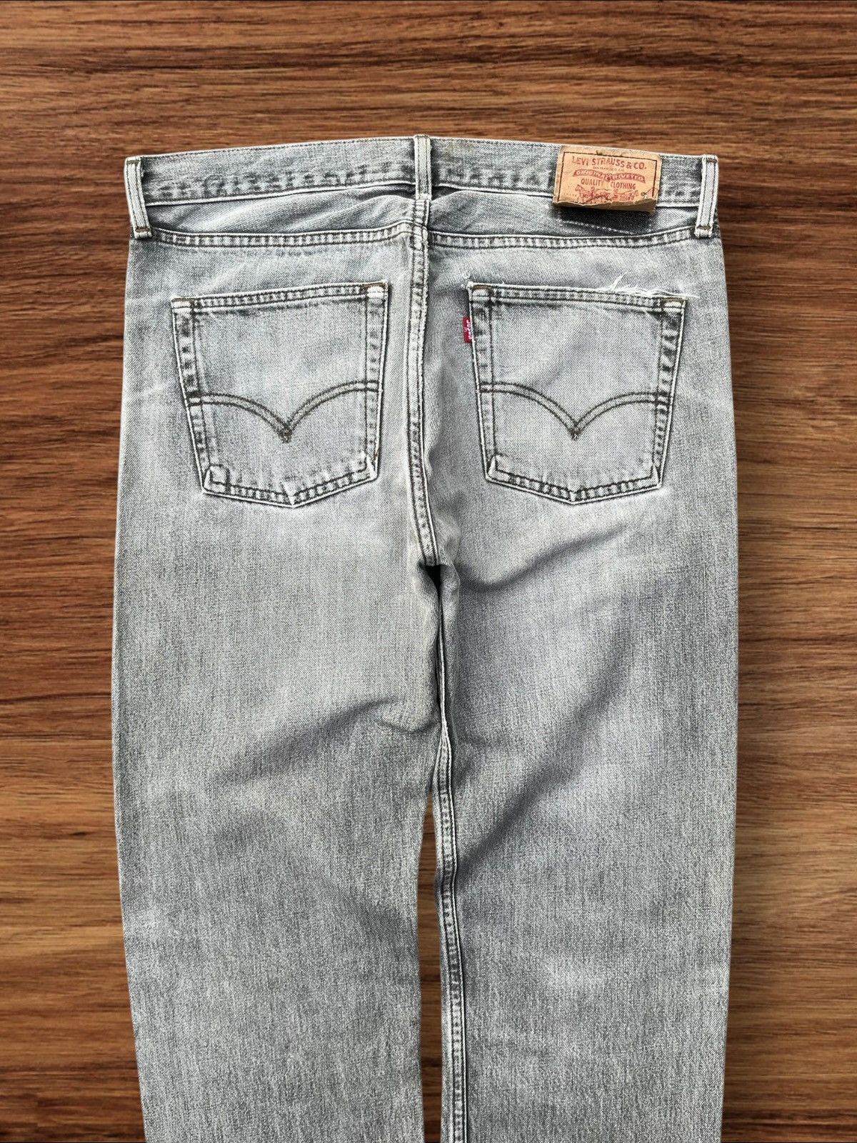 Levi's × Levi's Vintage Clothing × Vintage Vintage 90s Levi’s 505 Grey Wash Distressed Frayed Leg Jeans Size US 35 - 8 Thumbnail
