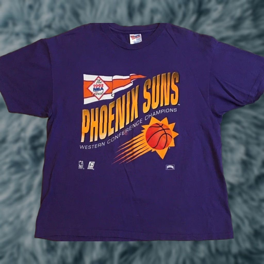 Vintage VINTAGE 90s Phoenix Suns Conference Champions Shirt XL Purple Grunge Charles Barkley NBA Sporting Graphic Tee Mens Size US XL / EU 56 / 4 - 1 Thumbnail