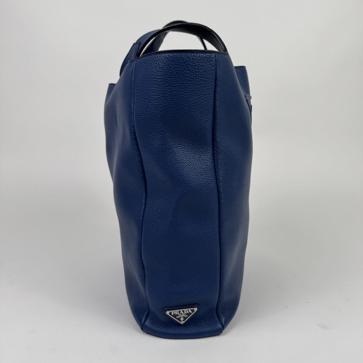 Prada Prada Blue Triangle Logo Nappa Leather Large Tote Bag Size ONE SIZE - 3 Thumbnail