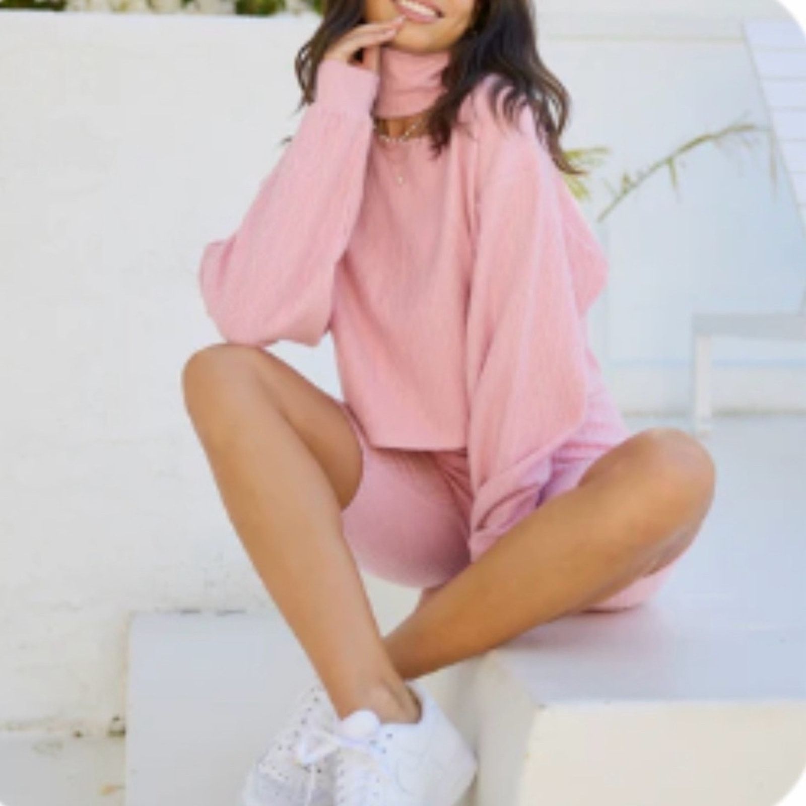 Other Chic Pink Women's Cowl Neck Sweater and tights size S/M Size S / US 4 / IT 40 - 5 Thumbnail