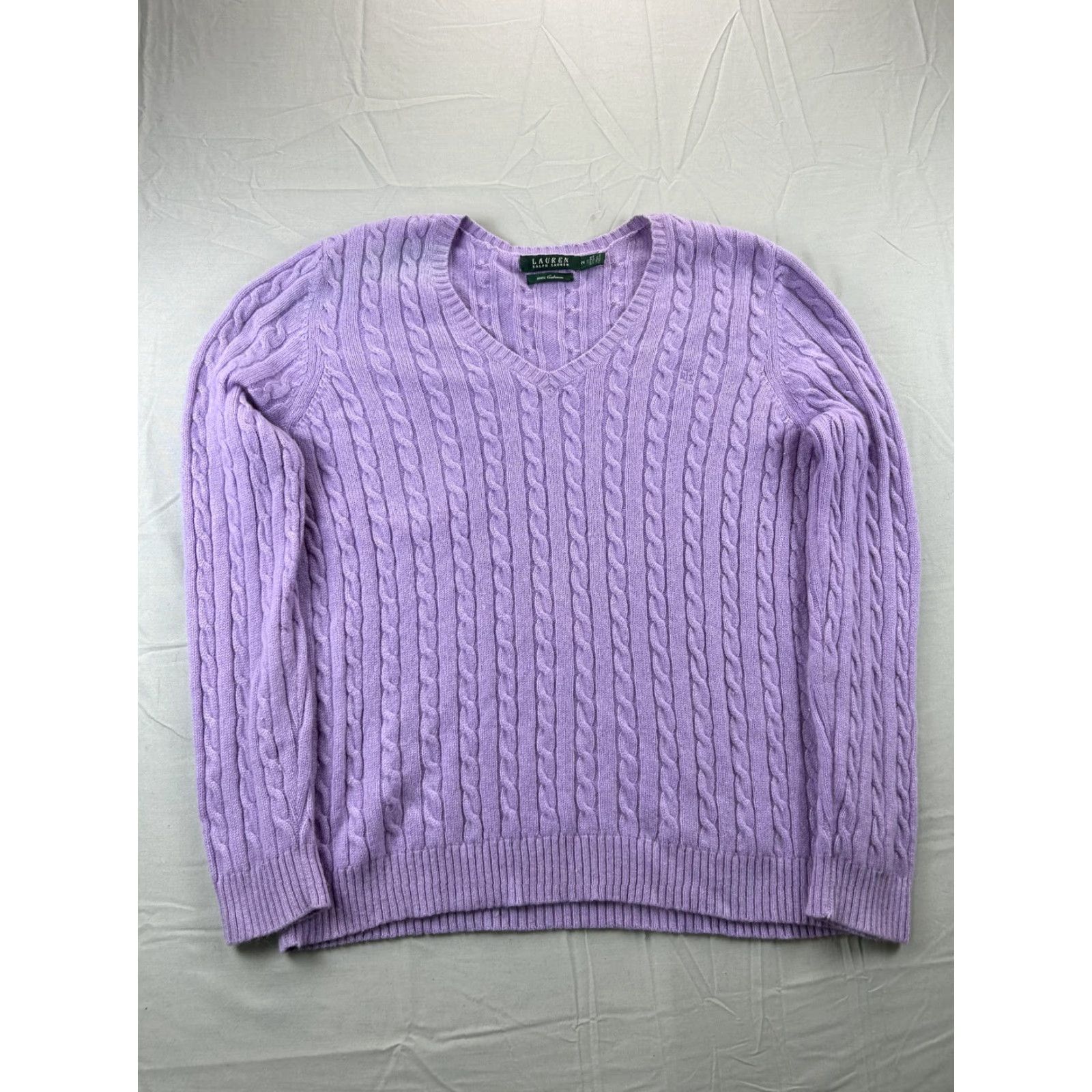 Ralph Lauren Lauren Ralph Lauren Sweater Womens 2X Purple Cashmere Cable-Knit V-Neck Pullover Pullover Size XXL / US 16-18 / IT 52-54 - 4 Thumbnail