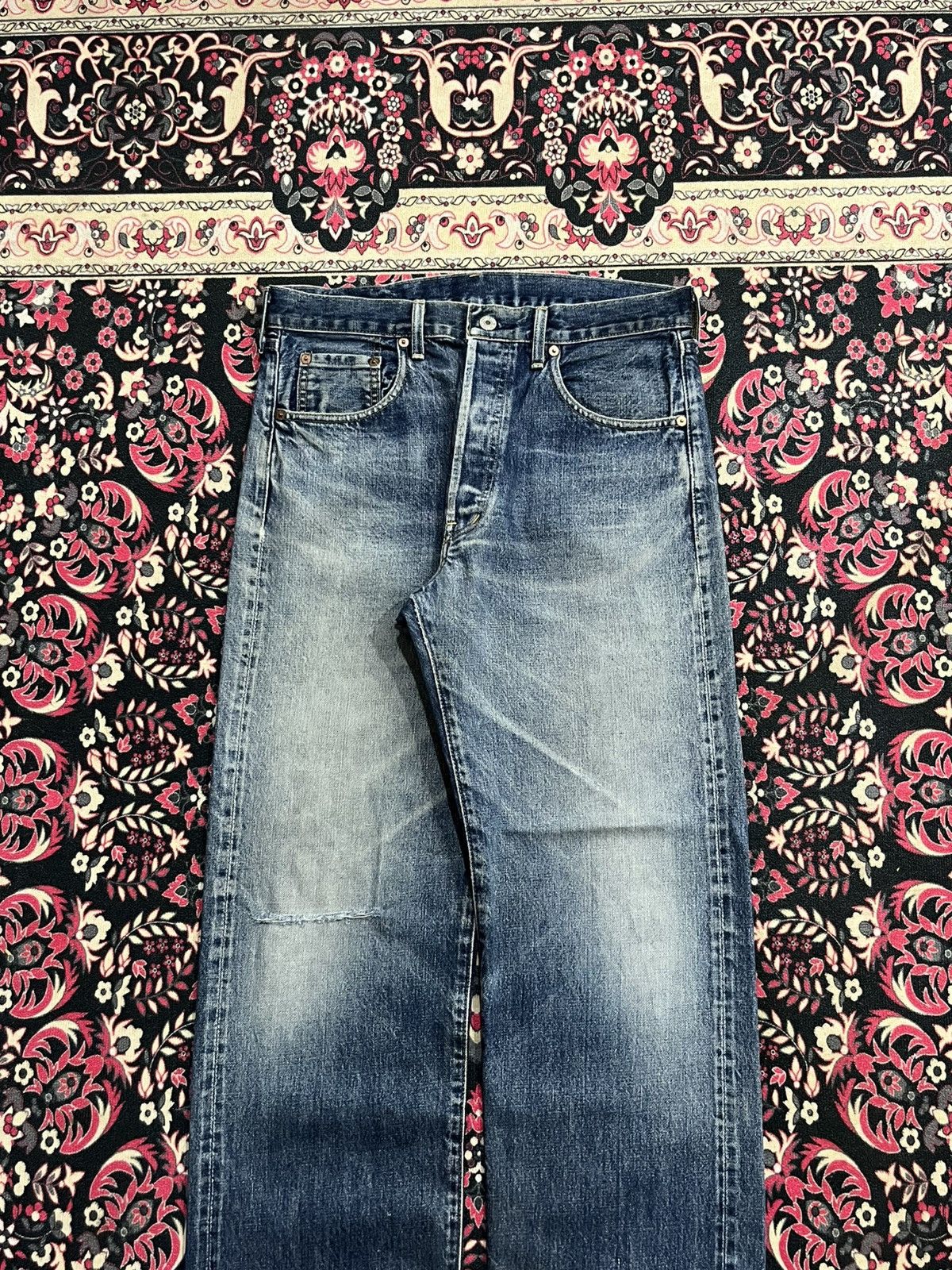 Levi's Levi’s 503BXX Big E Dark Blue Faded Distressed Selvedge Jean Size US 33 - 3 Thumbnail