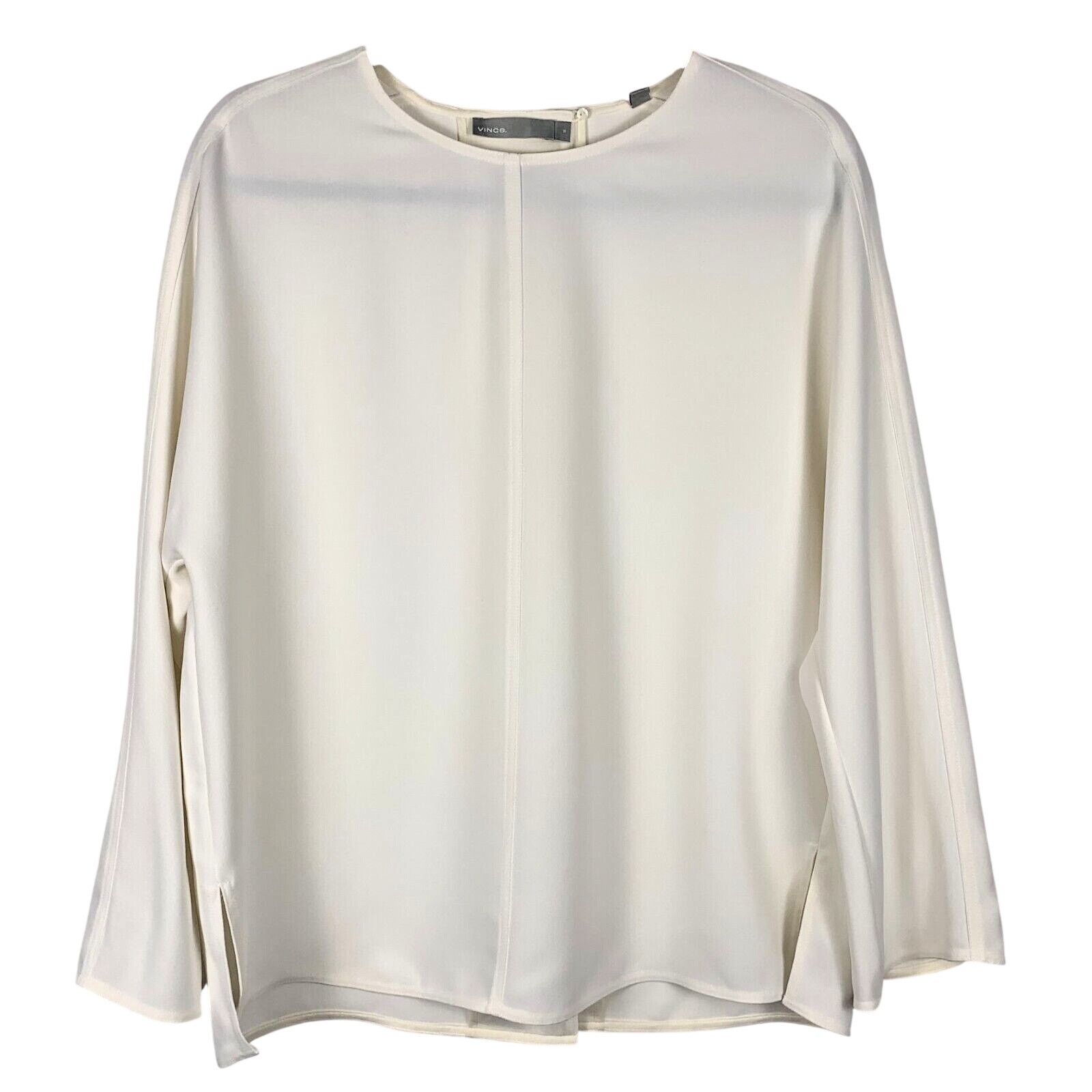 Vince Vince Women’s Cream Long Sleeve Split Back Blouse Sz 10 READ Size L / US 10 / IT 46 - 3 Thumbnail