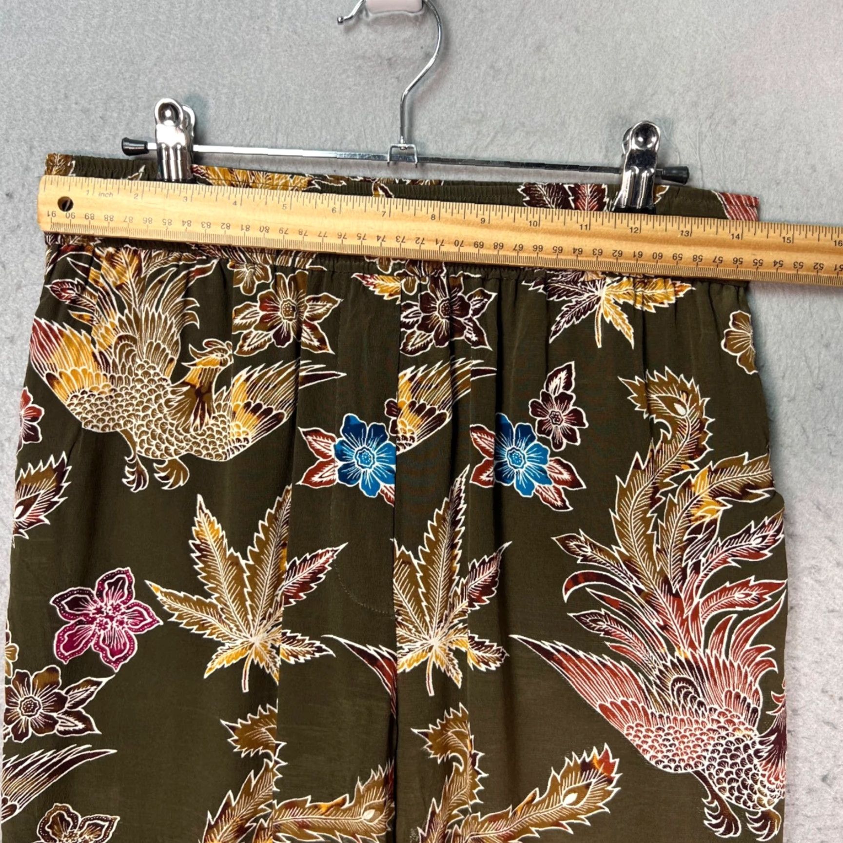 Sandro Sandro Paris Womens Silk Trousers Pants 2 Floral Bird Print Brown Inseam 30" High Rise Ankle Tapered Front Flat Front Mens Womens? Size 26" / US 2 / IT 38 - 6 Thumbnail