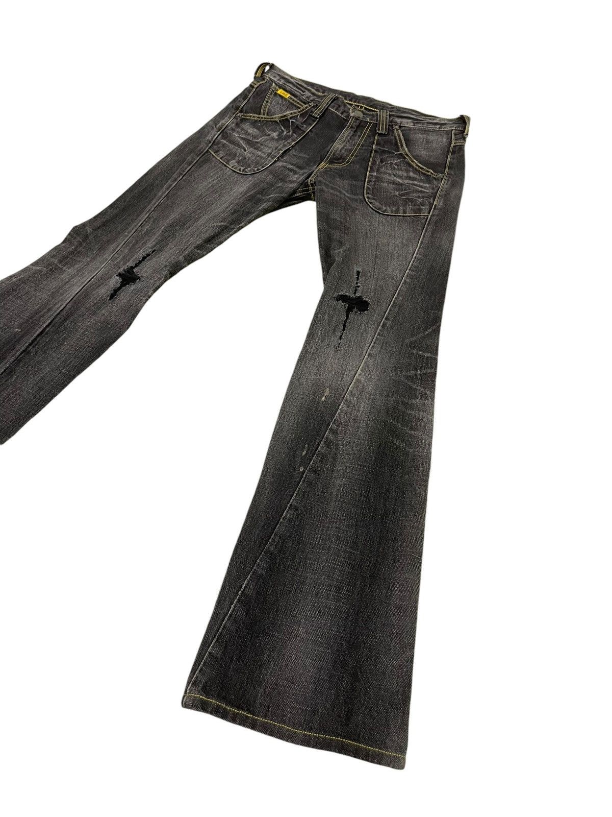 Japanese Brand Flare Jeans Lee Japan Faded Distress Boot Cut 8🟦9 Size US 30 / EU 46 - 3 Thumbnail