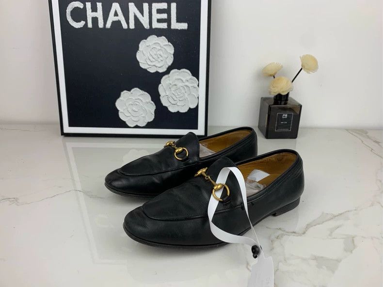 Gucci Gucci Horsebit Black Leather Loafers - dmc Size US 5 / EU 37 - 1 Thumbnail