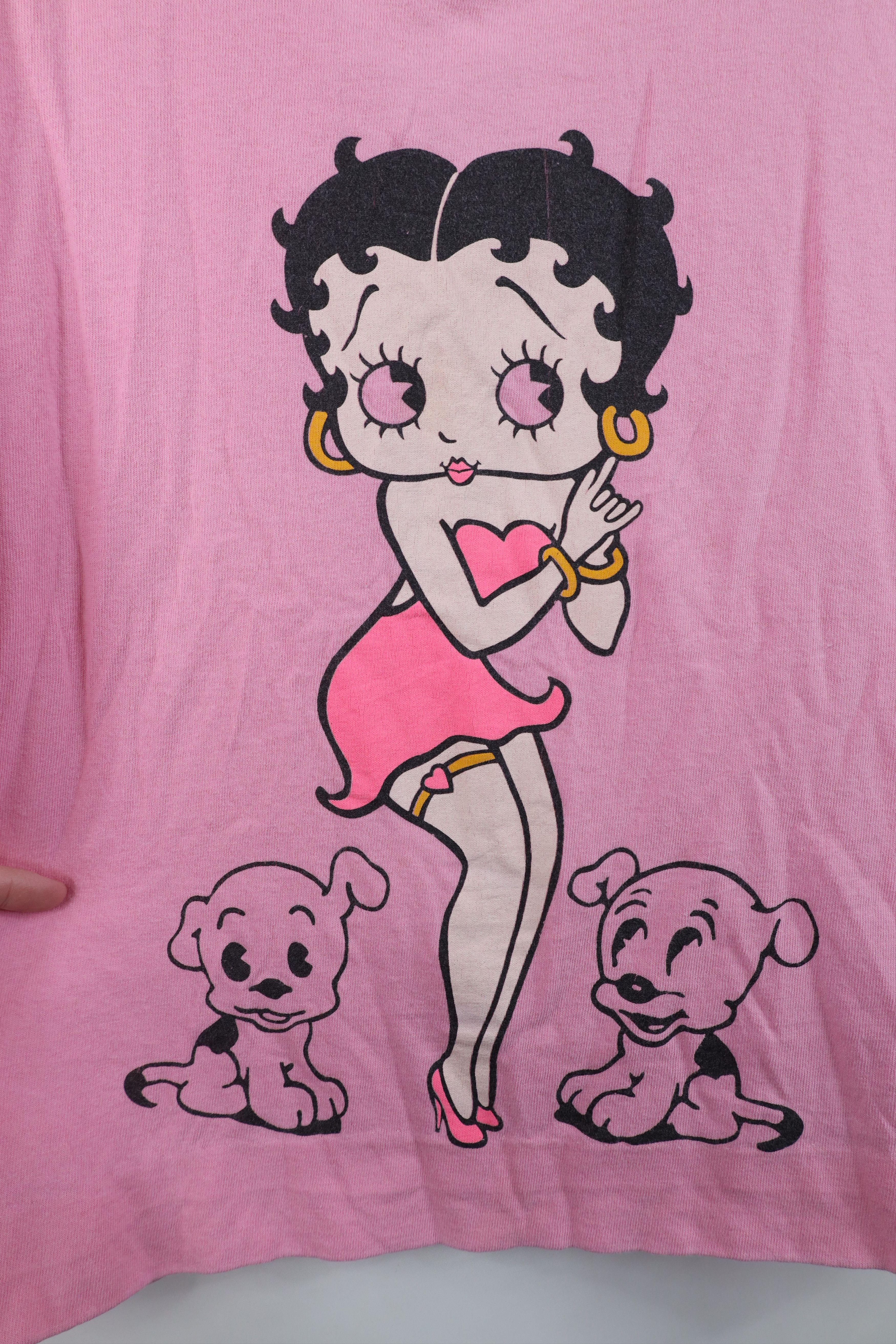Vintage Vintage 90s Betty Boop Dogs Cropped Short Sleeve T-Shirt Size M / US 6-8 / IT 42-44 - 4 Thumbnail