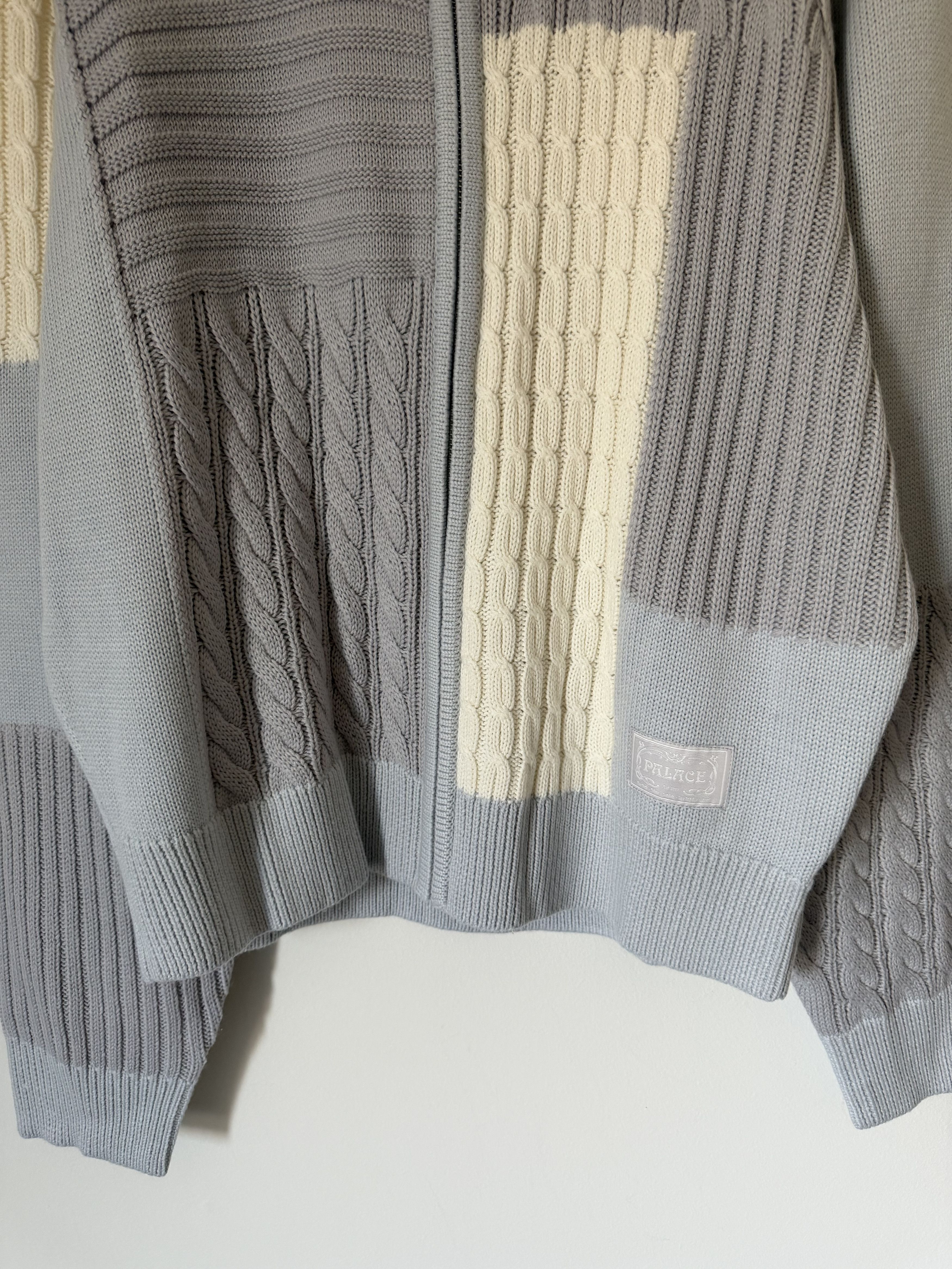 Palace Palace Patchwork Zip Knit Cardigan in White Gray Size US L / EU 52-54 / 3 - 3 Thumbnail