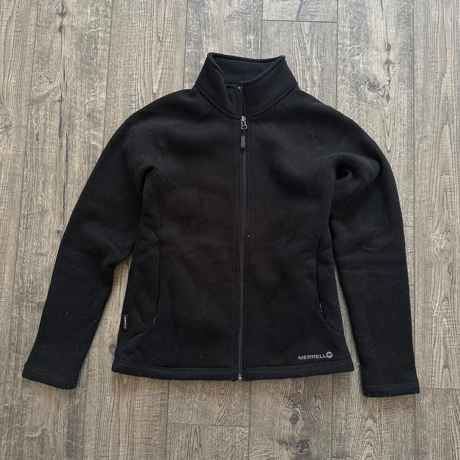 Merrell × Vintage Black Merrell Fitted Sporty Outdoors Zip Up Fleece Jacket Size S / US 4 / IT 40 - 4 Thumbnail