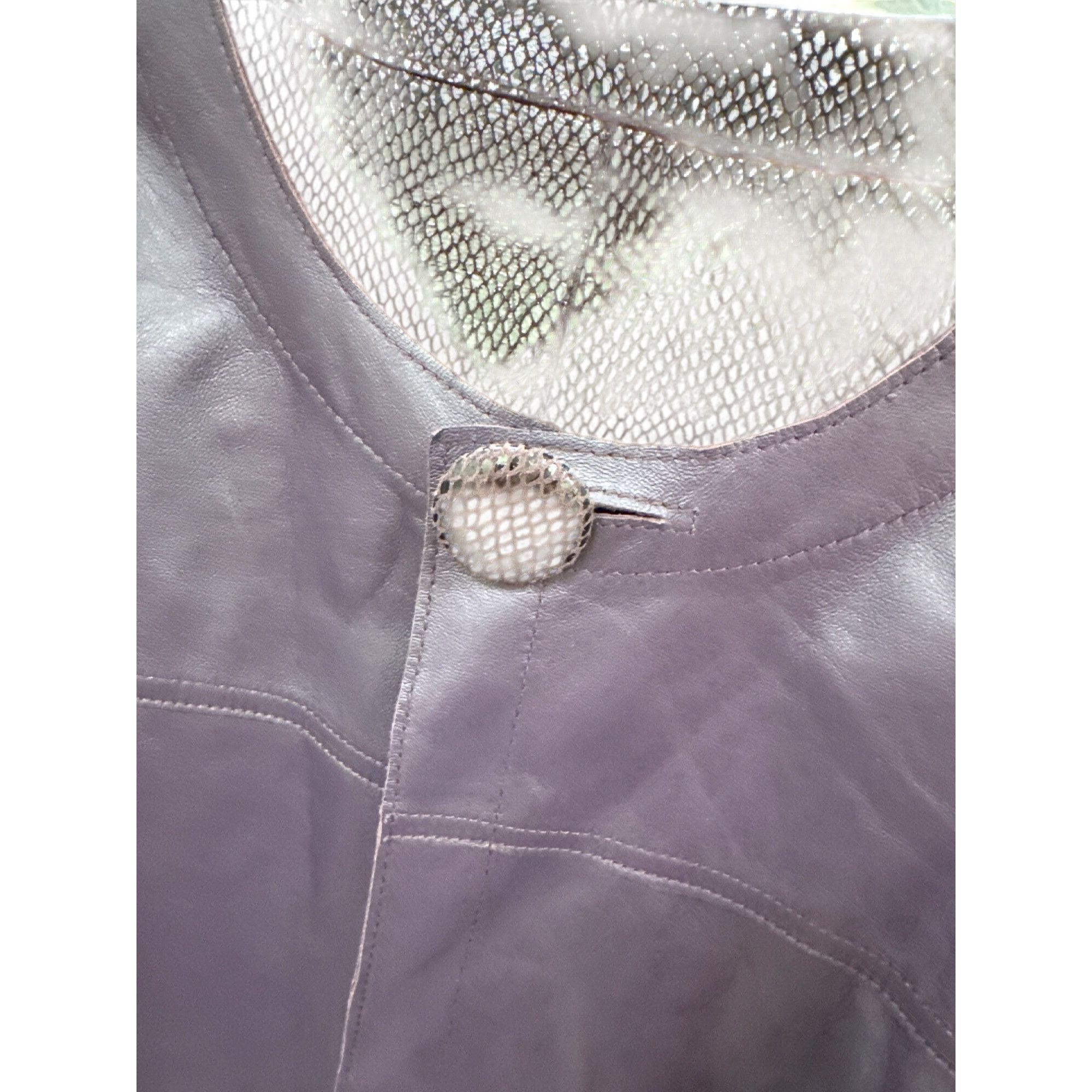 Chicos Chicos Womens Plum Leather Reversible Animal Print Jacket ou Size S / US 4 / IT 40 - 13 Thumbnail