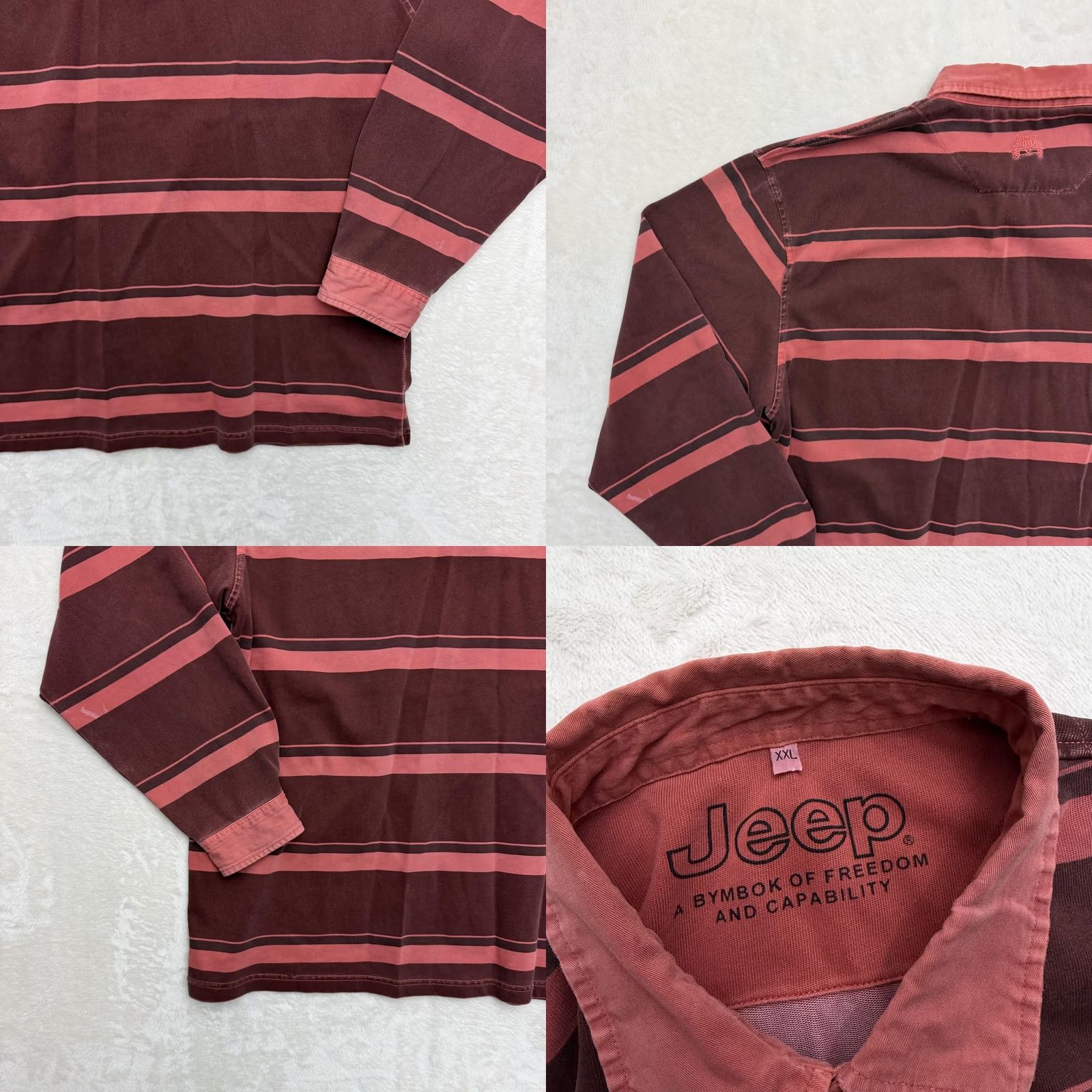Jeep Jeep Rugby Polo Shirt Mens 2XL Red Stripe Long Sleeve Logo Casual Size US XXL / EU 58 / 5 - 9 Thumbnail