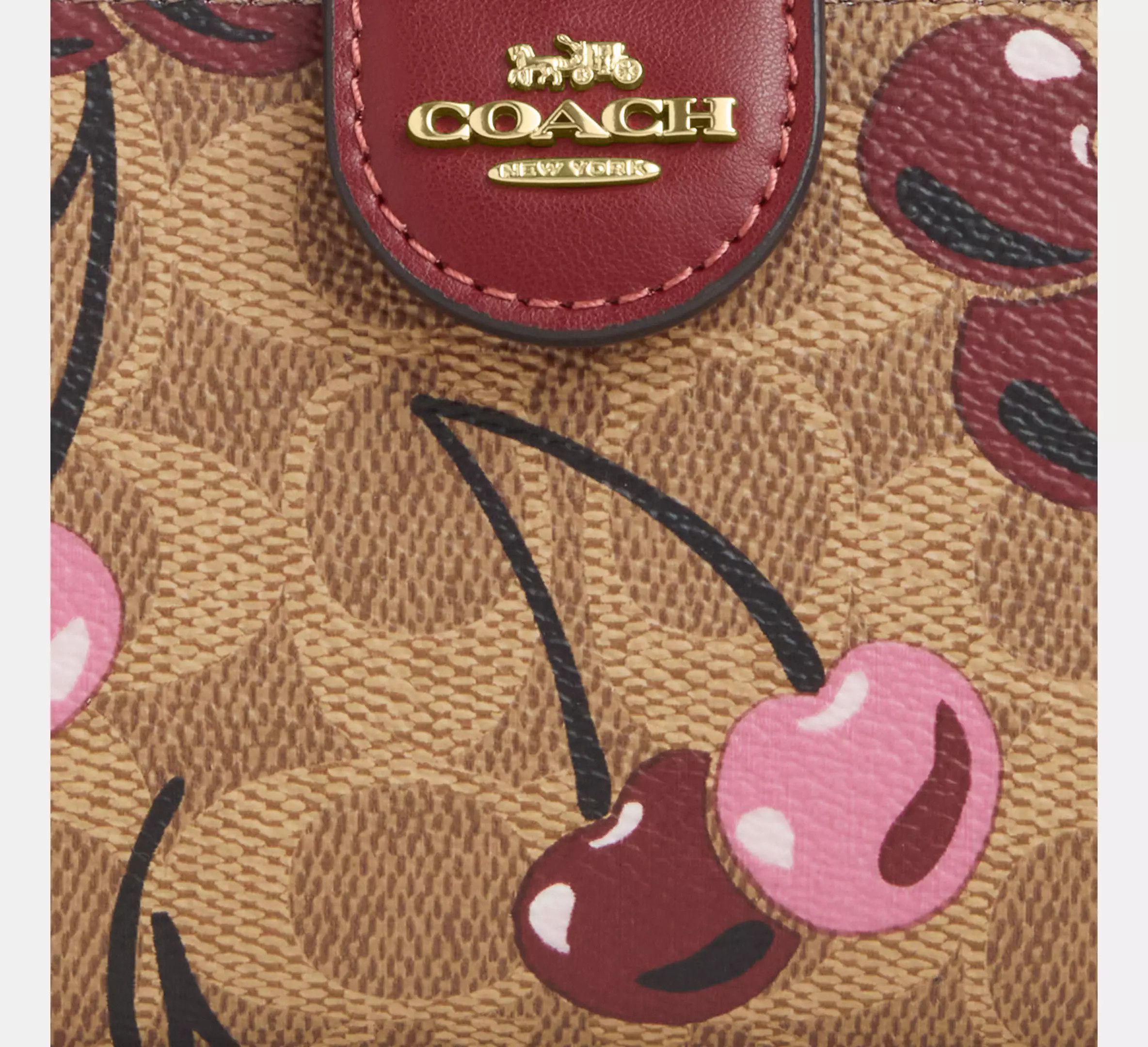 Coach 🍒 Medium Corner Zip Wallet In Signature Canvas Cherry CZ342 Size ONE SIZE - 10 Thumbnail