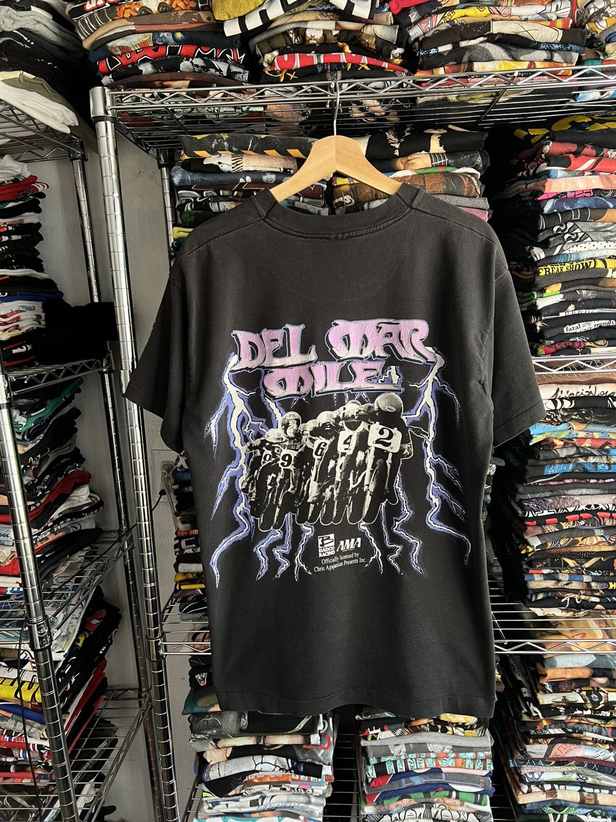 Vintage 90s Del Mar Mile Thunder Lighting Single Stitch NASCAR Tee Size US L / EU 52-54 / 3 - 1 Thumbnail