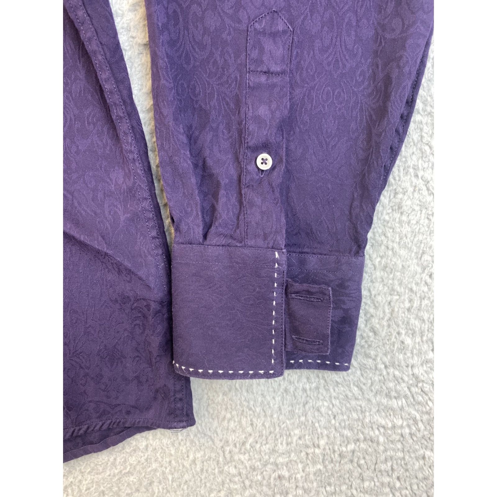 Vintage VINTAGE Zagiri Purple Dress Shirt XL Long Sleeve Solid Button-Up Mens Size 46R - 2 Thumbnail