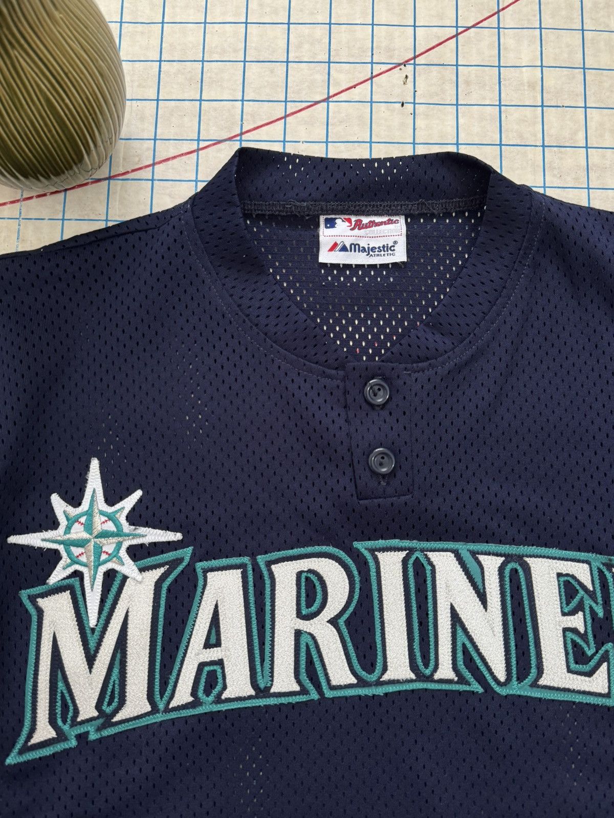 MLB × Majestic × Vintage Seattle Mariners Majestic 2 Button Pull Over Jersey Fits XL Size US XL / EU 56 / 4 - 6 Thumbnail