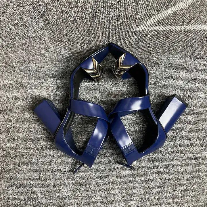Louis Vuitton Louis Vuitton Blue High Heels with Silver Detail -2508 Size US 6 / IT 36 - 8 Thumbnail
