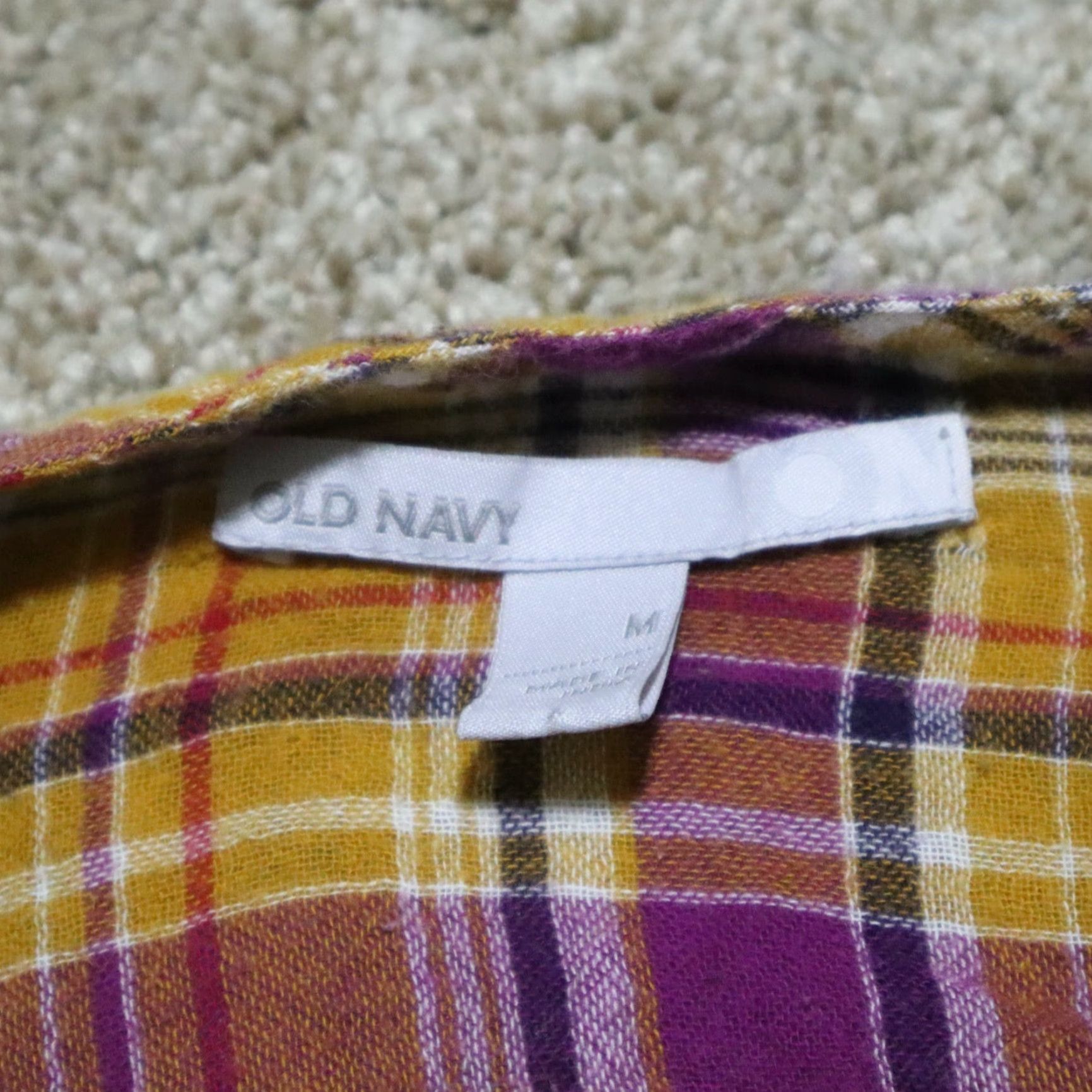Old Navy Old Navy Shirt Casual Button-Up Plaid Tunic Purple Red 100% Cotton Women M Medium Long Sleeve Size M / US 6-8 / IT 42-44 - 3 Thumbnail