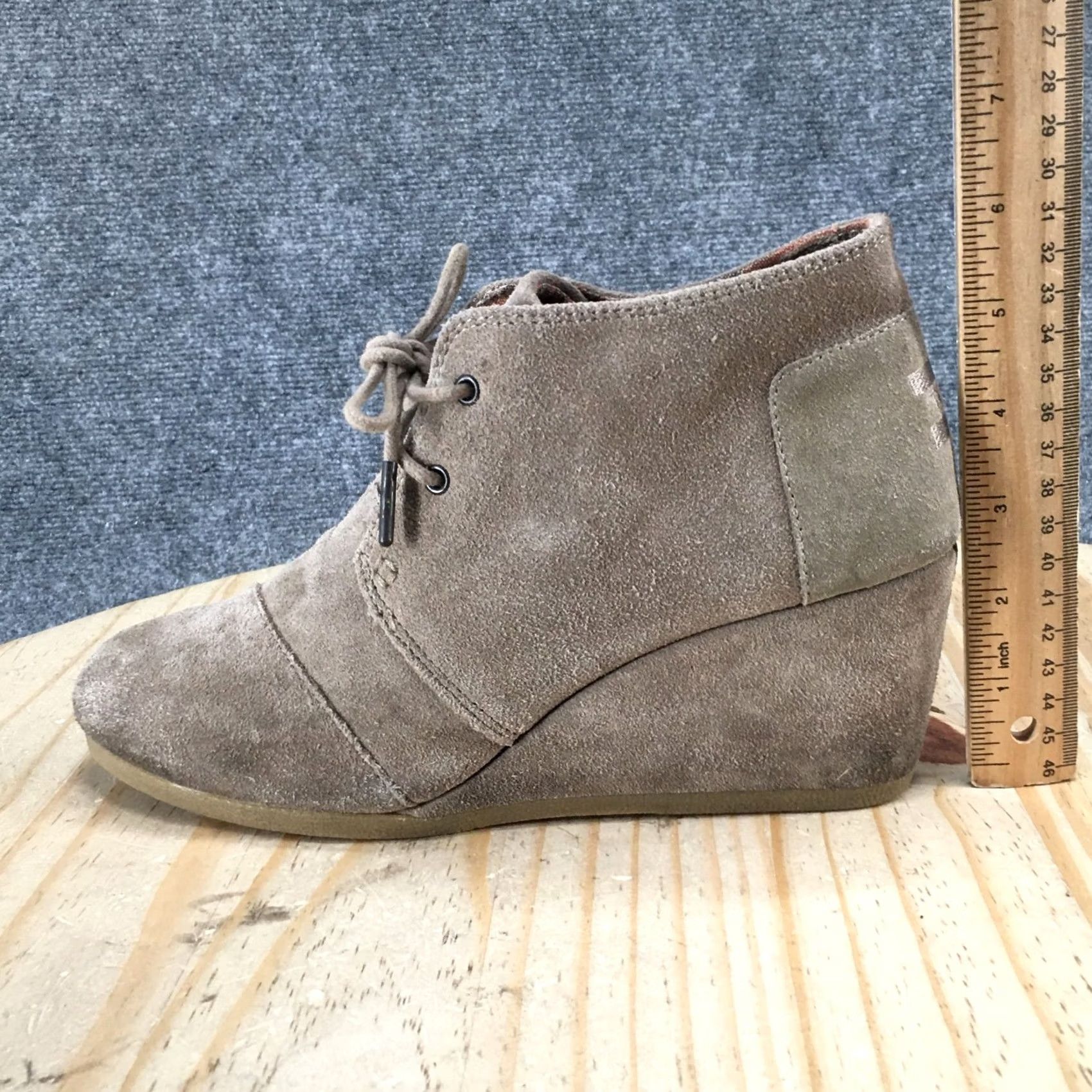 Toms TOMS Boots Womens 9.5 Taupe Desert Wedge Booties Suede Lace Up Comfort Round Toe Casual Everyday Size US 10 / IT 40 - 6 Thumbnail