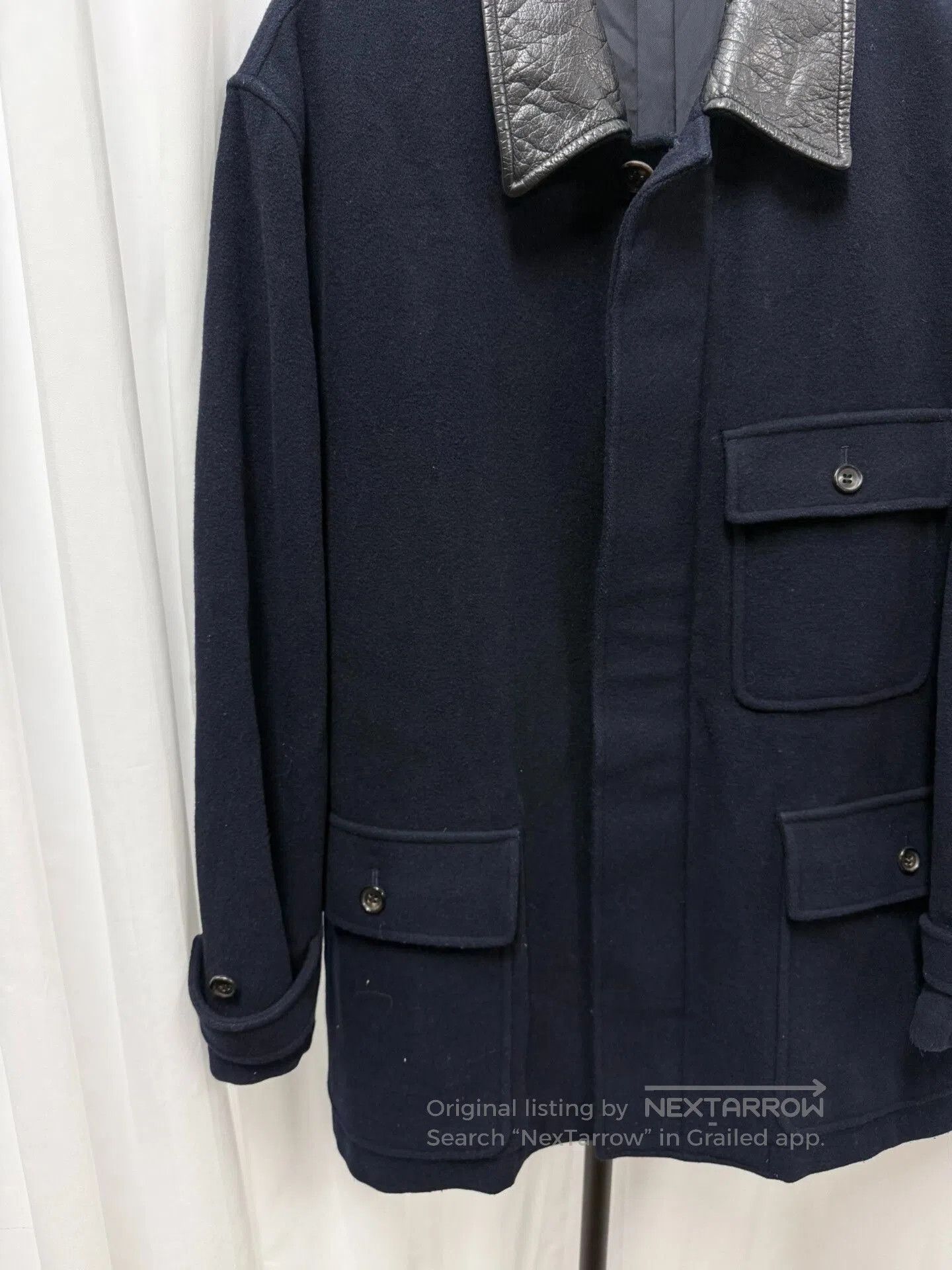 Comme des Garcons Homme Plus Comme des Garçons Homme 1991AW Leather Collar Wool Coat. Size US M / EU 48-50 / 2 - 4 Thumbnail