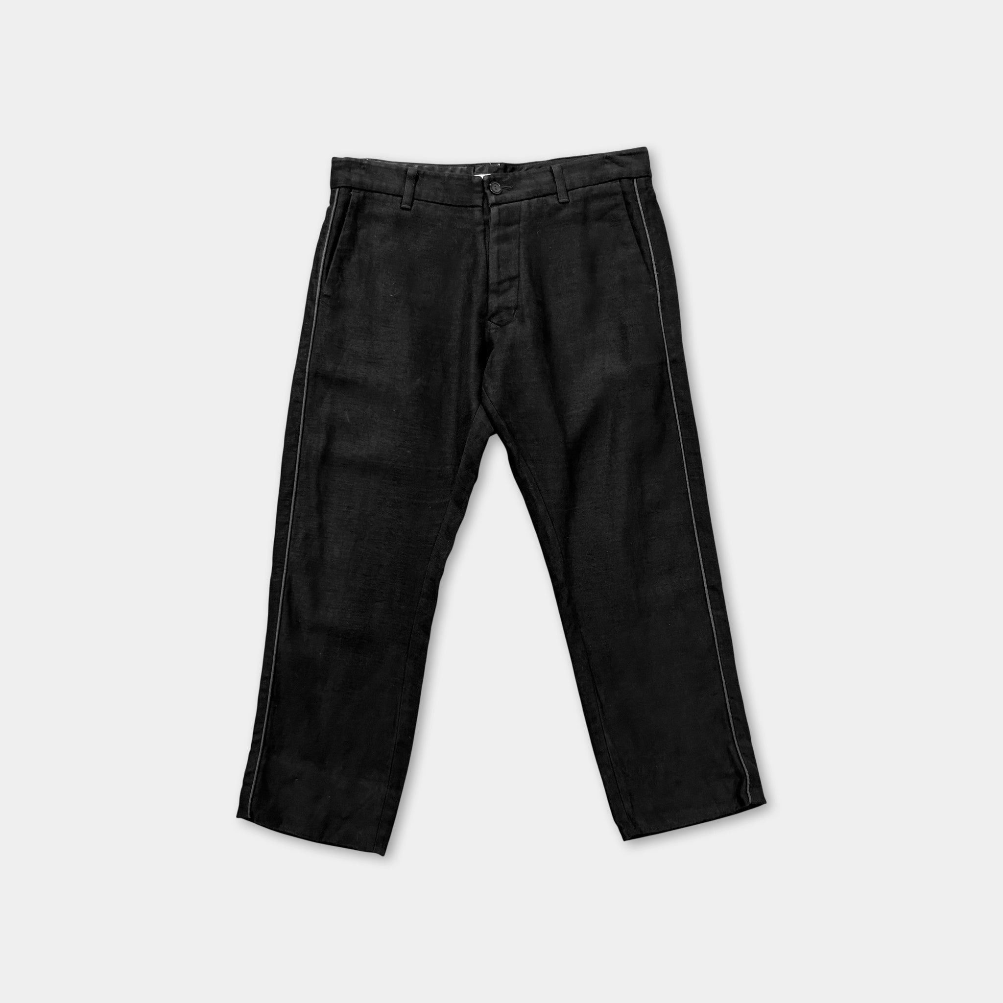 Rick Owens Rick Owens Black Linen Three-Quarter Pants Size US 30 / EU 46 - 1 Thumbnail