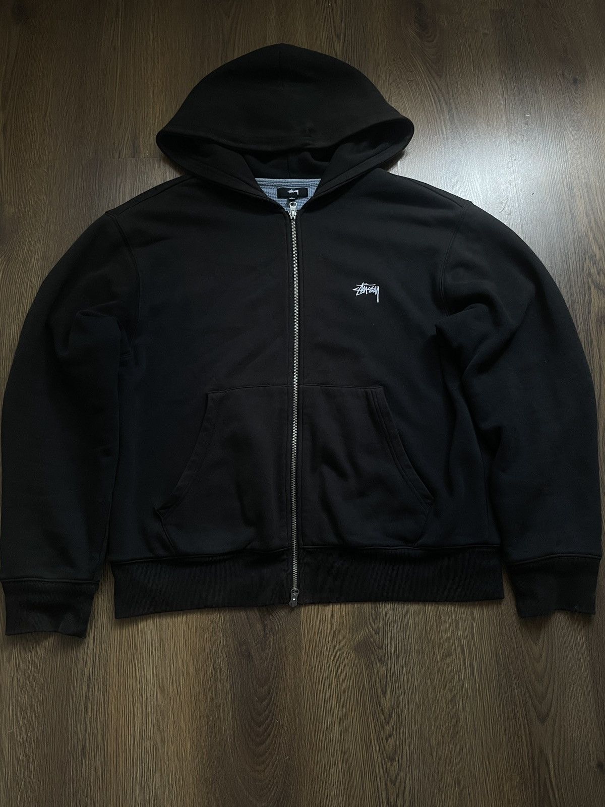 image of Stussy Zip-Hoodie in Black, Men's (Size Large)