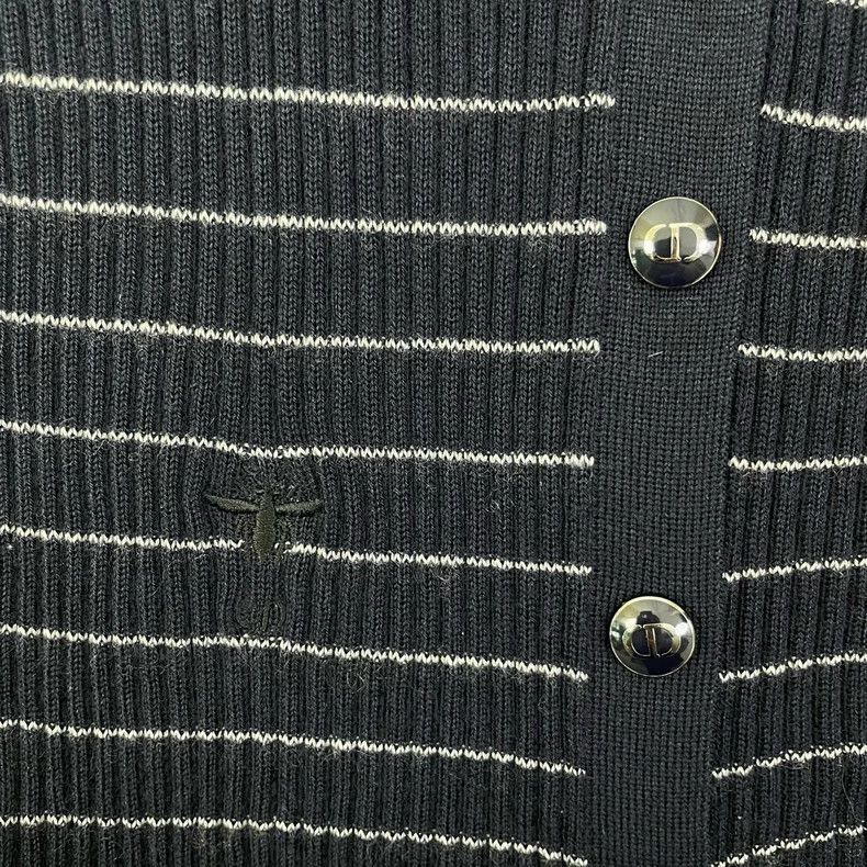Dior Dior Thin striped bee embroidered knitted cardigan jacket 2 Size XS / US 0-2 / IT 36-38 - 4 Thumbnail