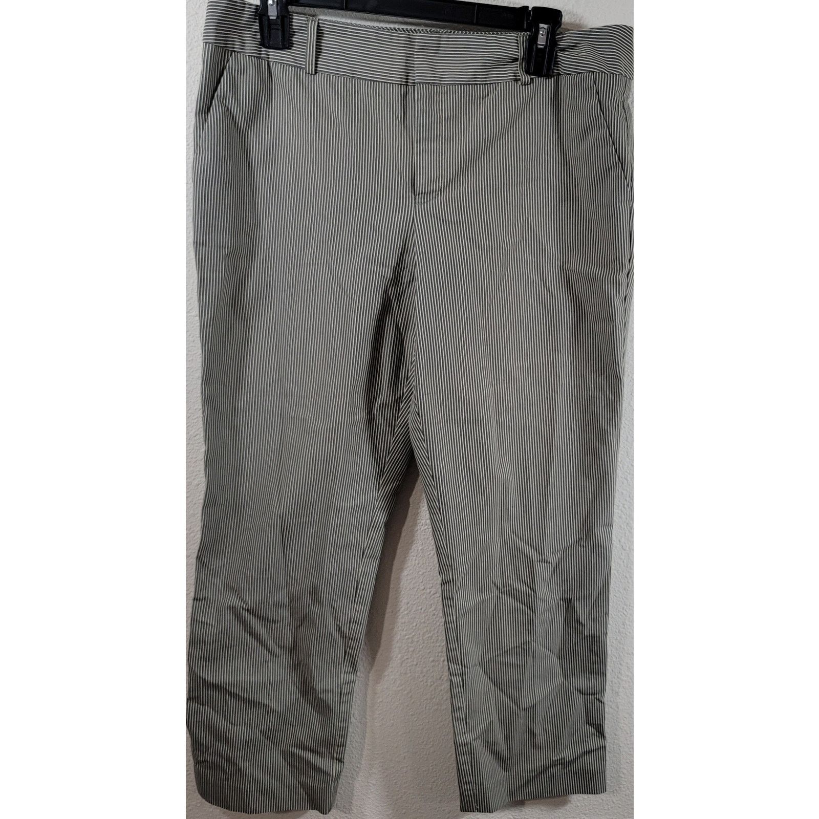 Other Norma Kamali Tan White Stripe Flat Front Pants 10 Soft Size 32" / US 10 / IT 46 - 1 Thumbnail