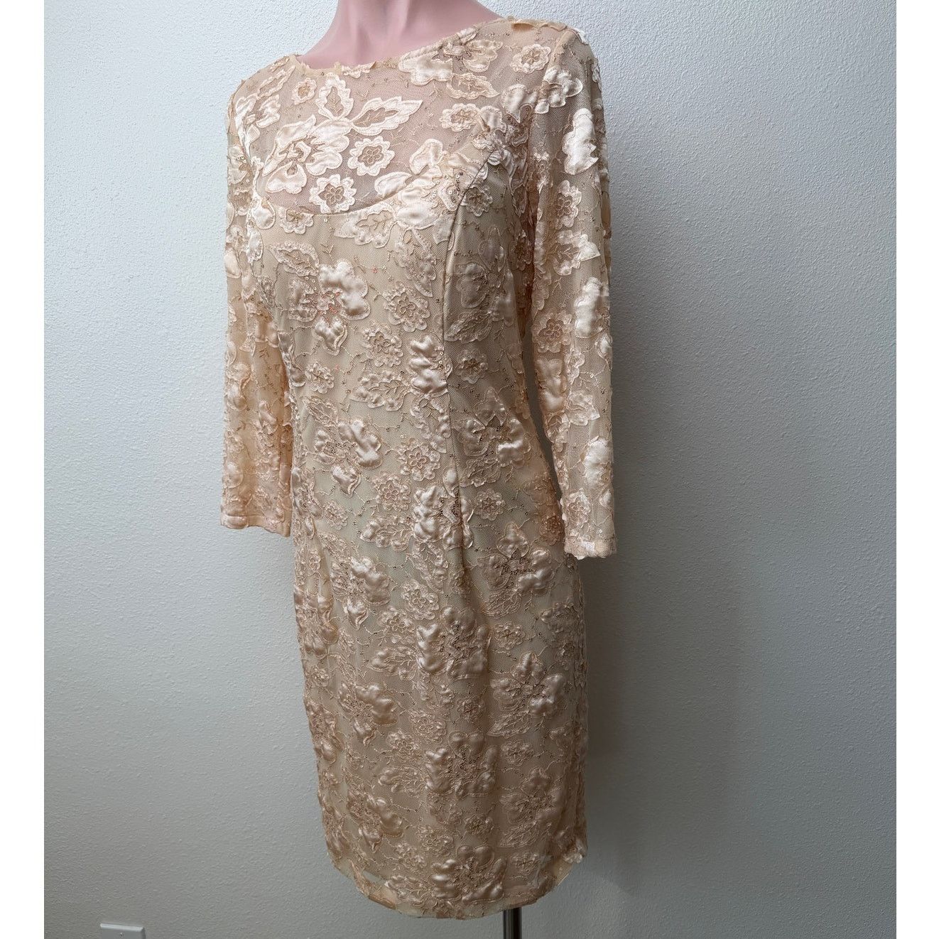 Other NWT Sue Wong Copper Lace Sheer Mesh Dress 3/4 Sleeve 14 Size XL / US 12-14 / IT 48-50 - 3 Thumbnail