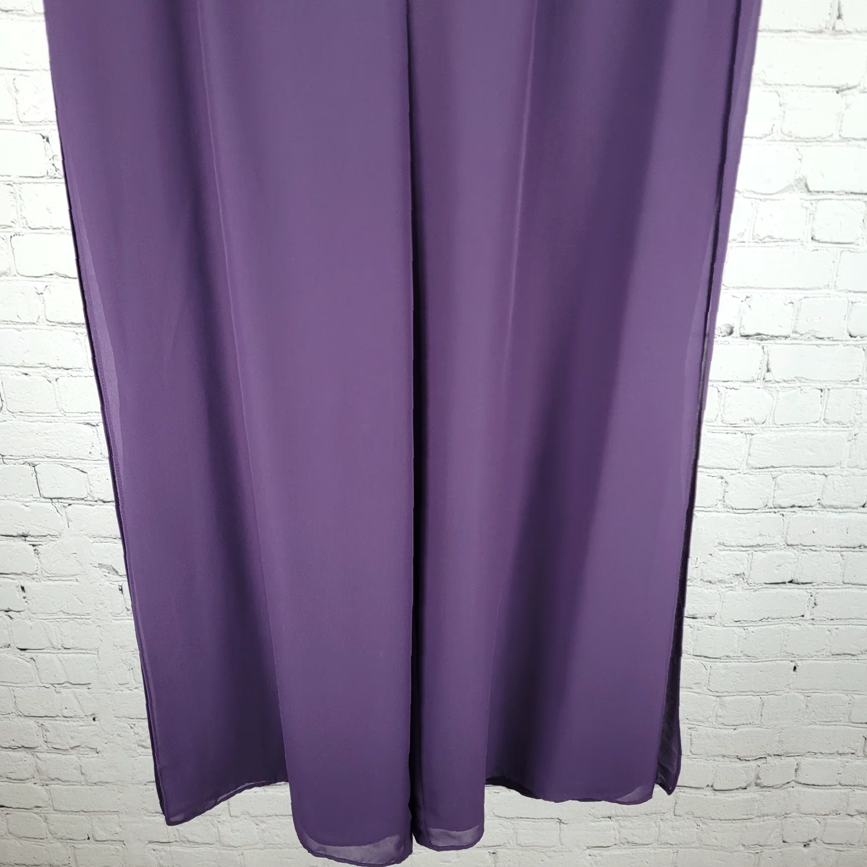 Coldwater Creek Coldwater Creek Pants Petite 12P Purple High Rise Wide Leg Side Slits Size 34" / US 12 / IT 48 - 5 Thumbnail