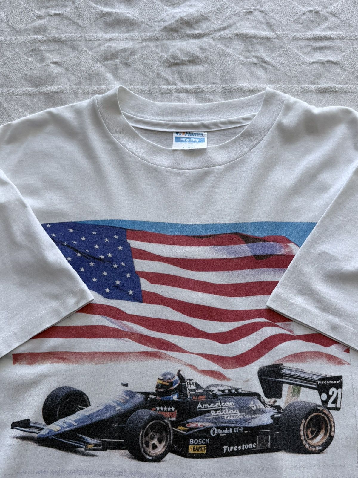 Vintage Vintage 90s IndyCar Formula 1 American Flag T-Shirt Tee Size US XL / EU 56 / 4 - 2 Thumbnail
